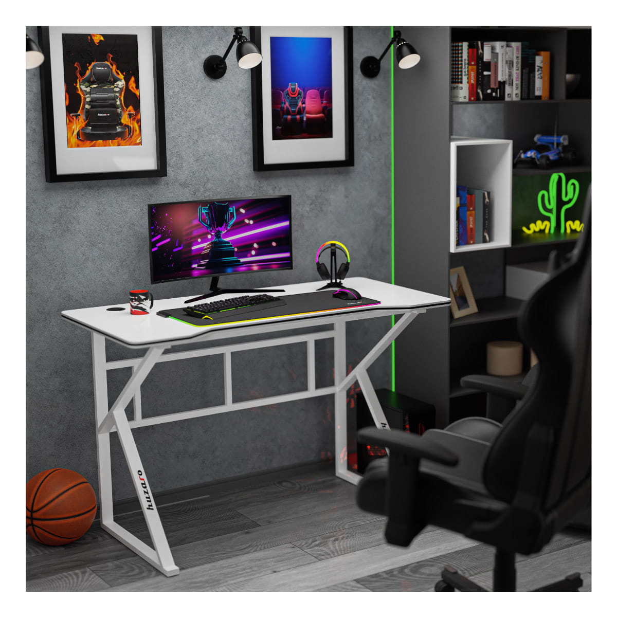 Scrivania da gaming Huzaro Hero 1.6 White 120 cm