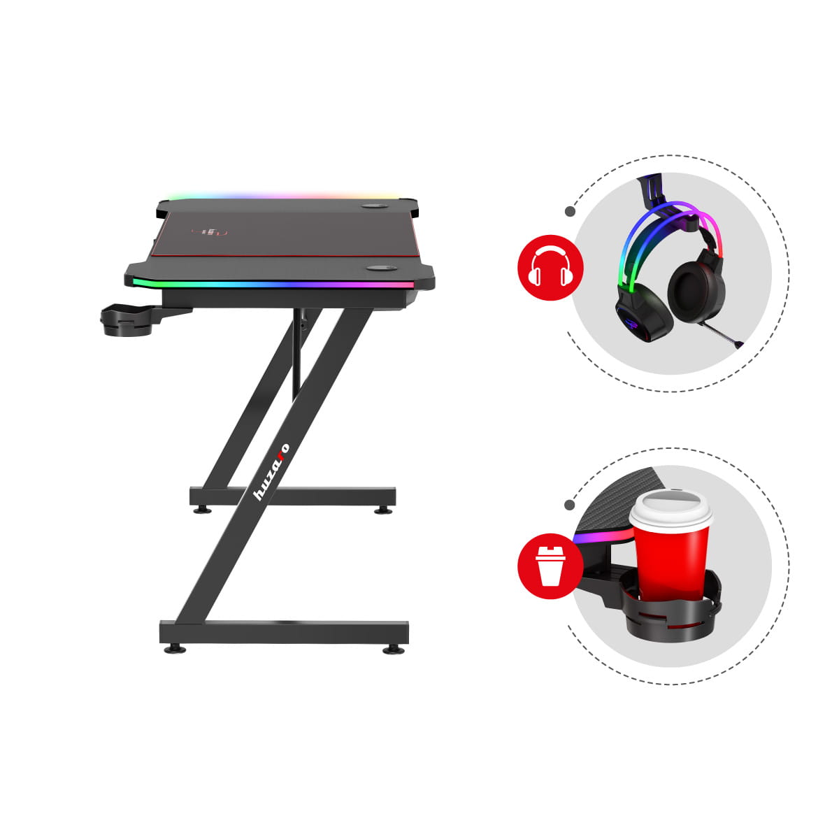Scrivania da gaming Huzaro Hero 4.8 RGB 160 cm
