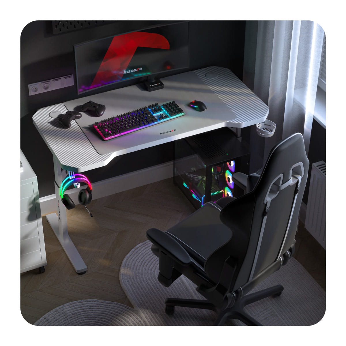 Scrivania da gaming Huzaro Hero 2.6 White 120 cm