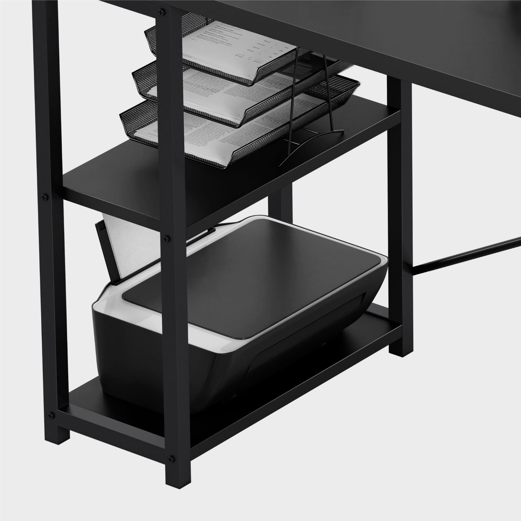 Scrivania angolare con ripiani Mark Adler Leader 5.9 Black 145 cm