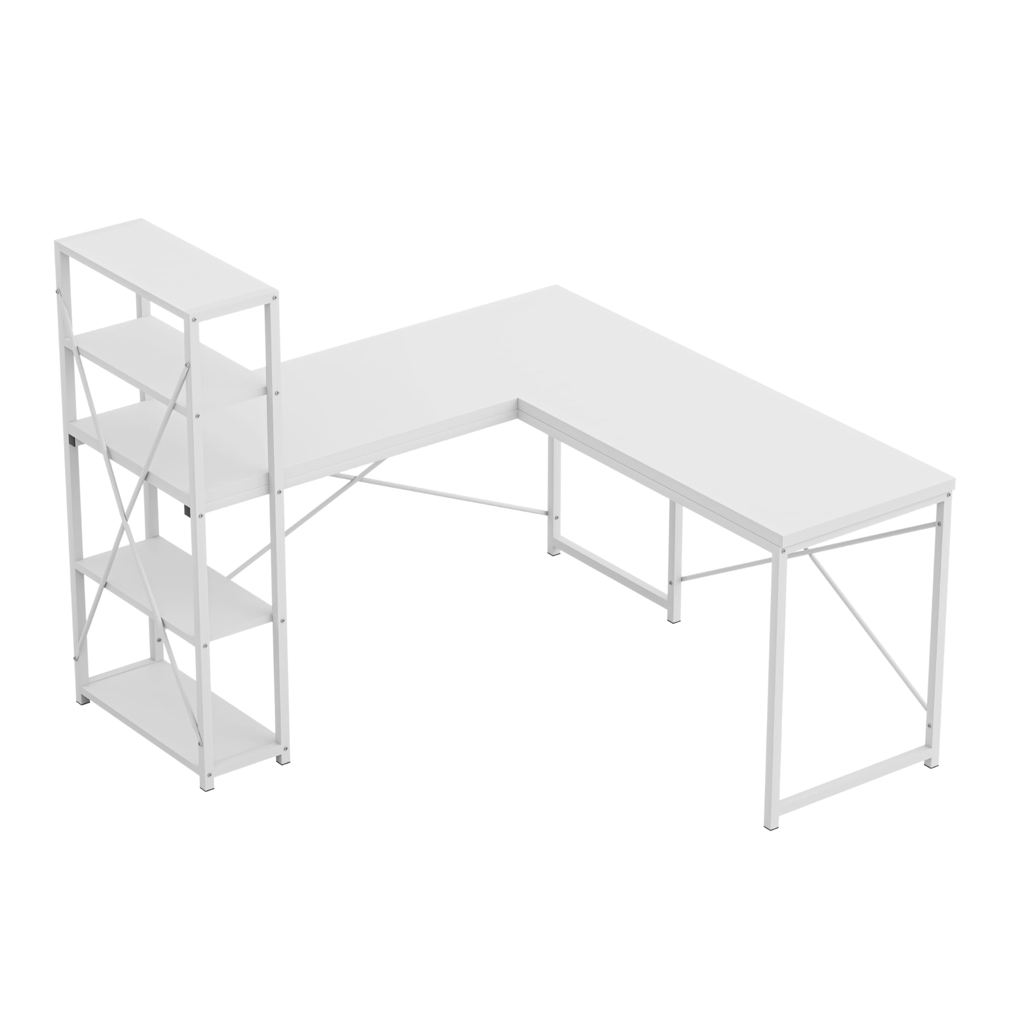 Scrivania angolare con ripiani Mark Adler Leader 5.9 White 145 cm