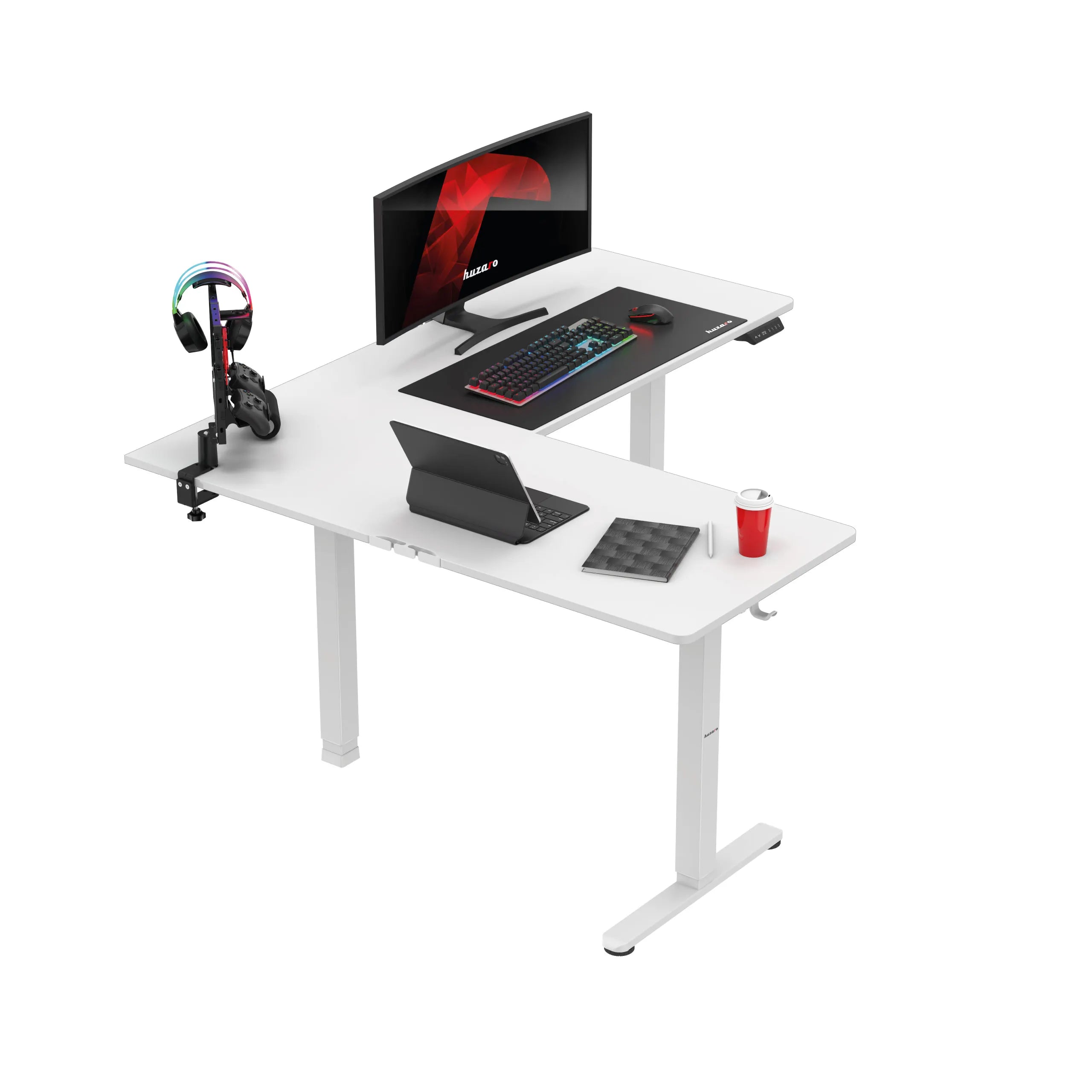 Scrivania angolare elettrica Huzaro Hero 9.5 White 160 cm