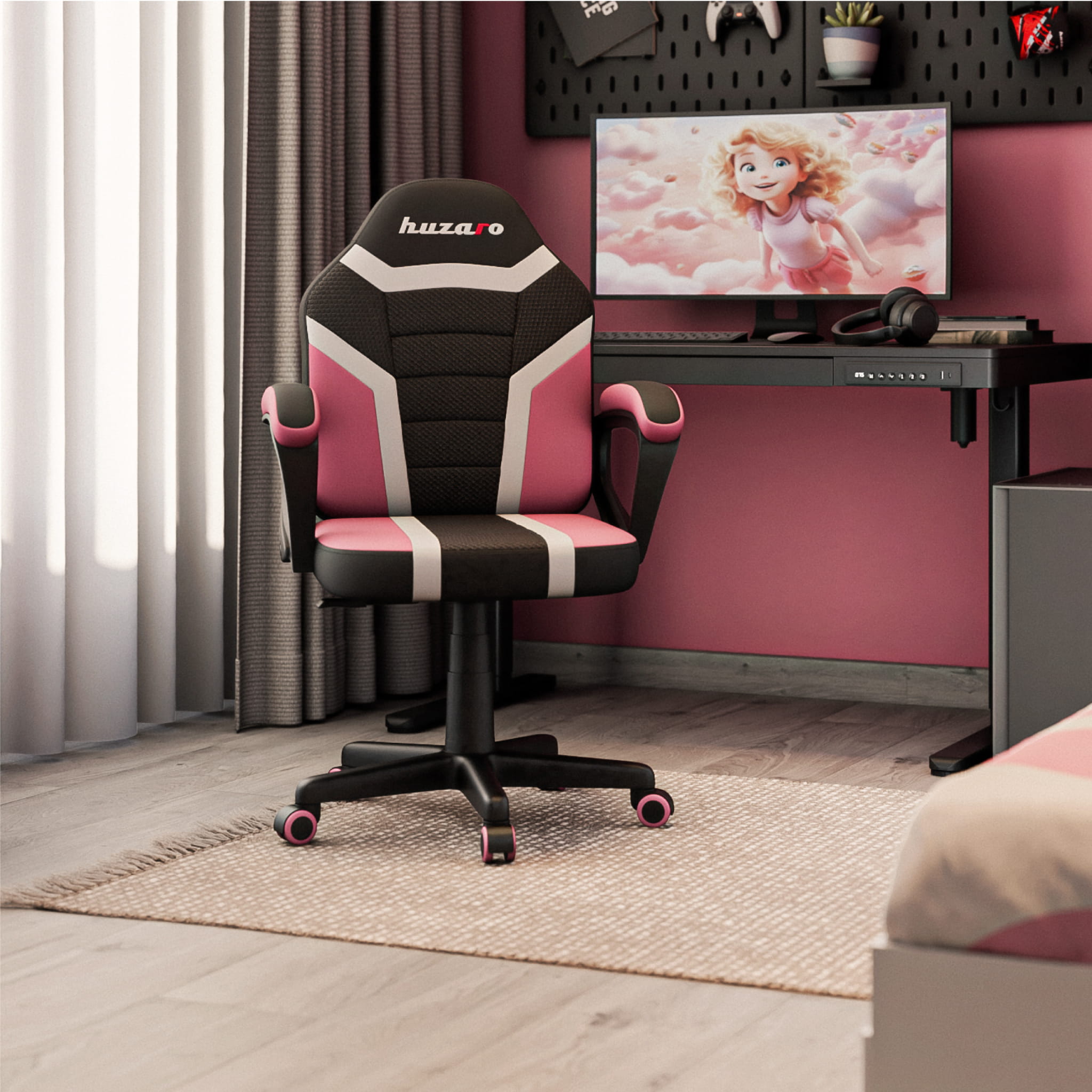 Poltrona da gaming per bambini HUZARO RANGER 1.0 Pink Mesh