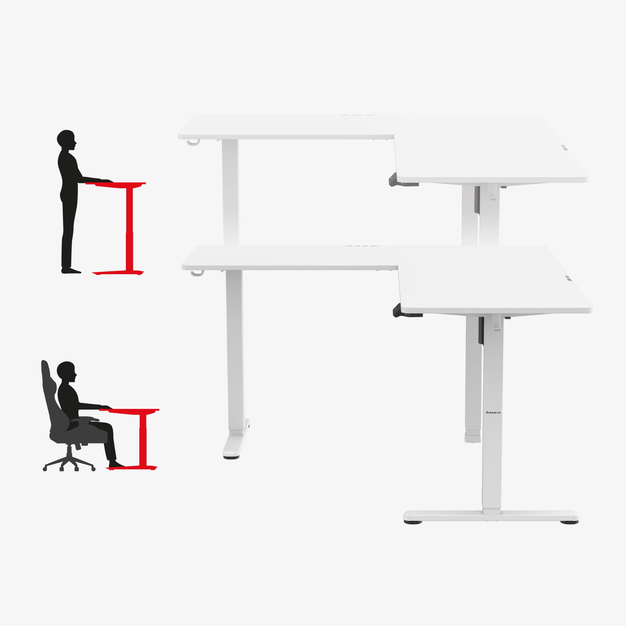 Scrivania angolare elettrica Huzaro Hero 9.5 White 160 cm