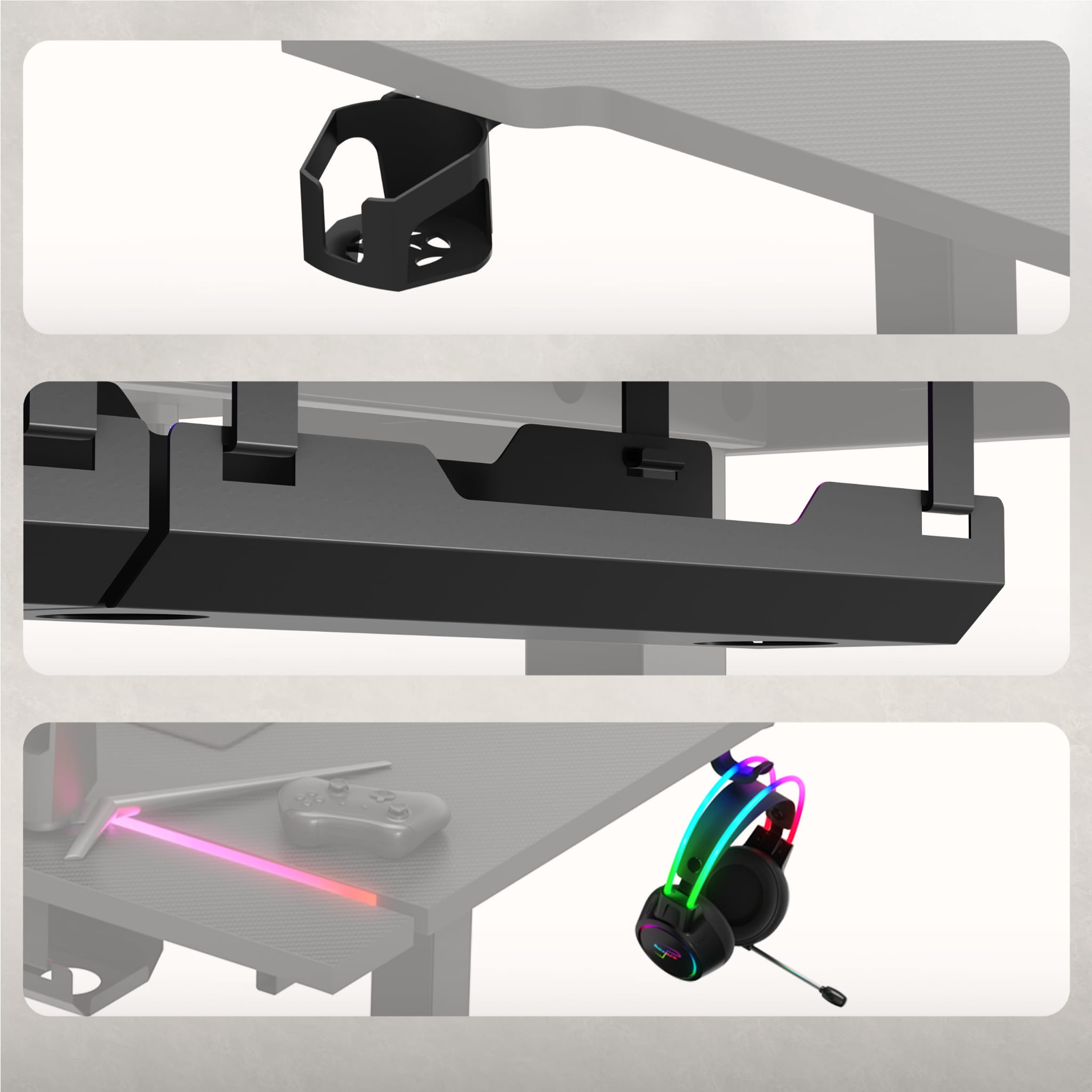 Scrivania regolabile elettricamente Huzaro Hero 8.7 RGB LED 140 cm