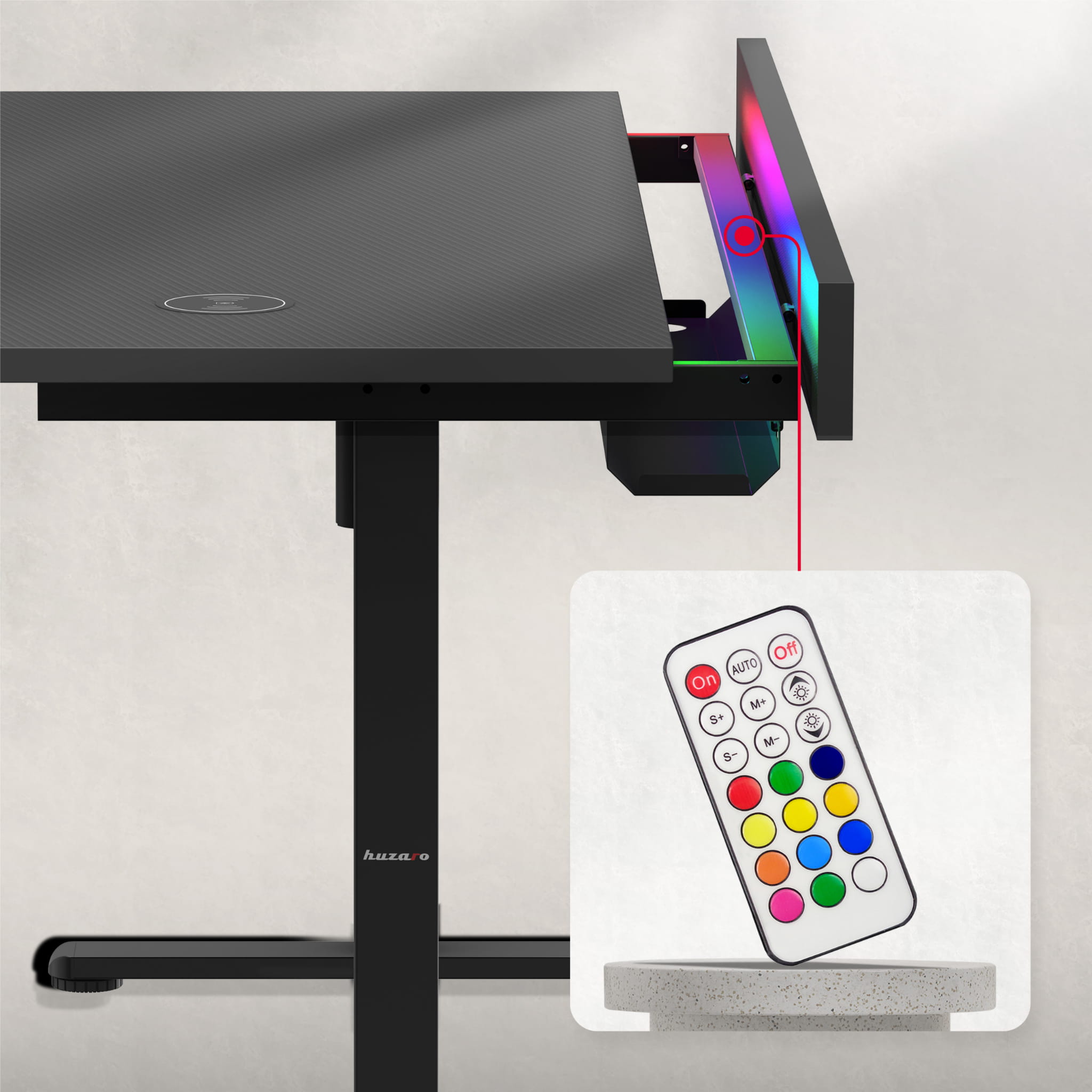 Scrivania regolabile elettricamente Huzaro Hero 8.7 RGB LED 140 cm