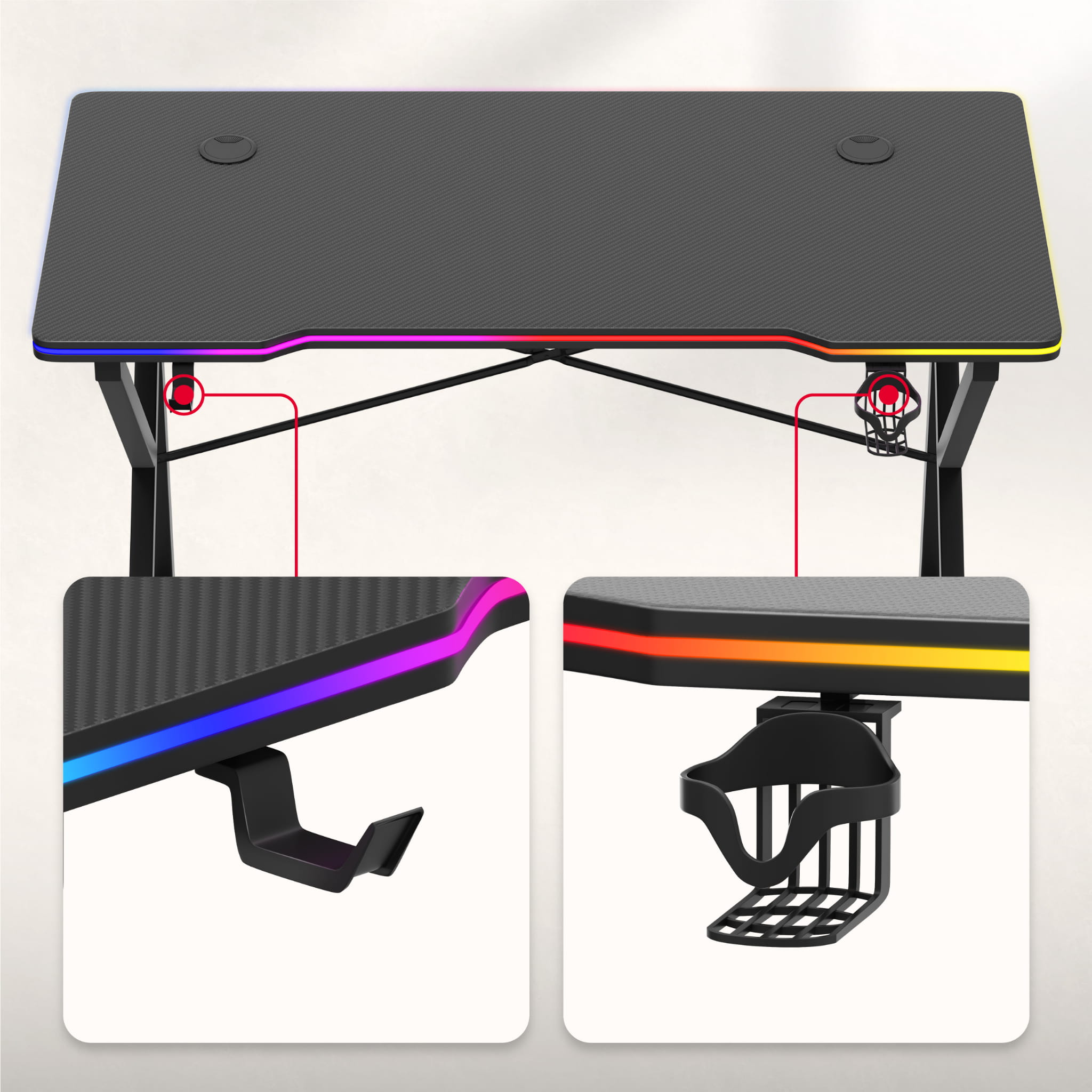 Scrivania da gaming Huzaro Hero 1.7 RGB Black 120 cm