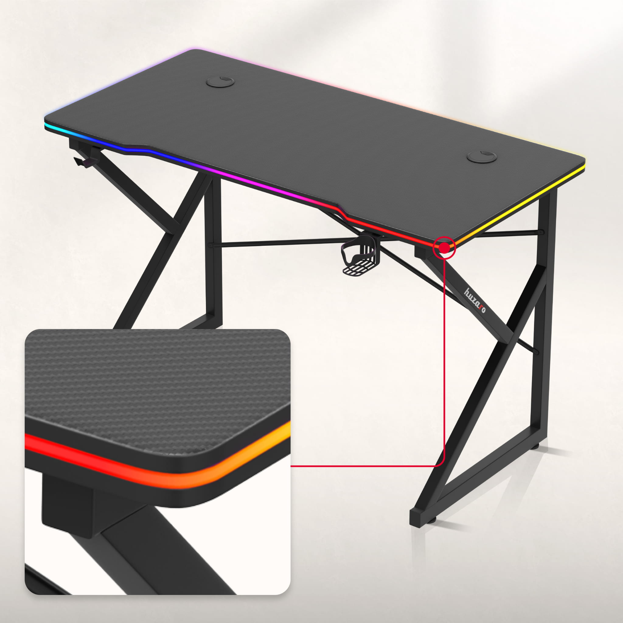 Scrivania da gaming Huzaro Hero 1.7 RGB Black 120 cm