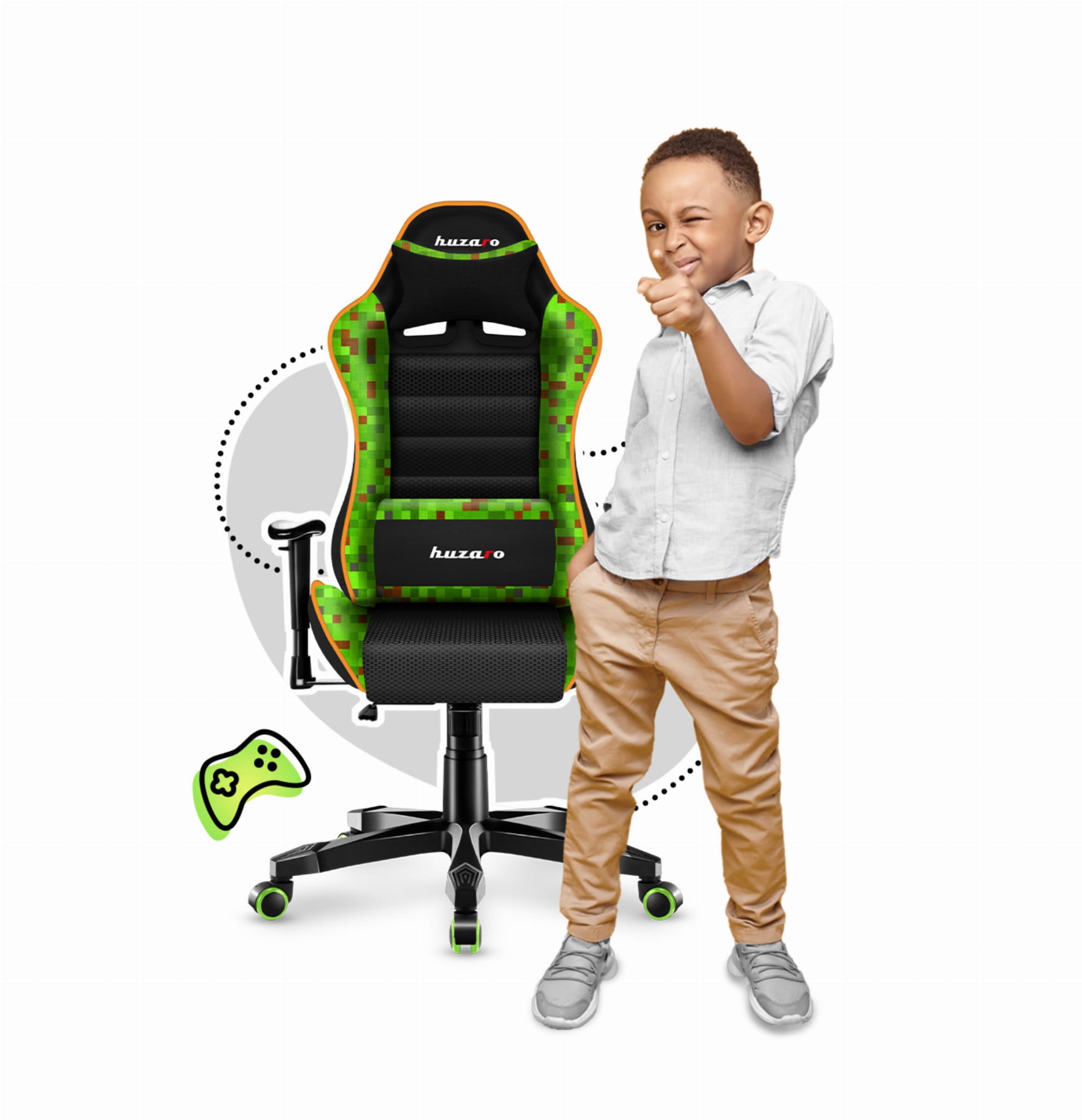 Poltrona da gaming per bambini HUZARO RANGER 6.0 Pixel Mesh