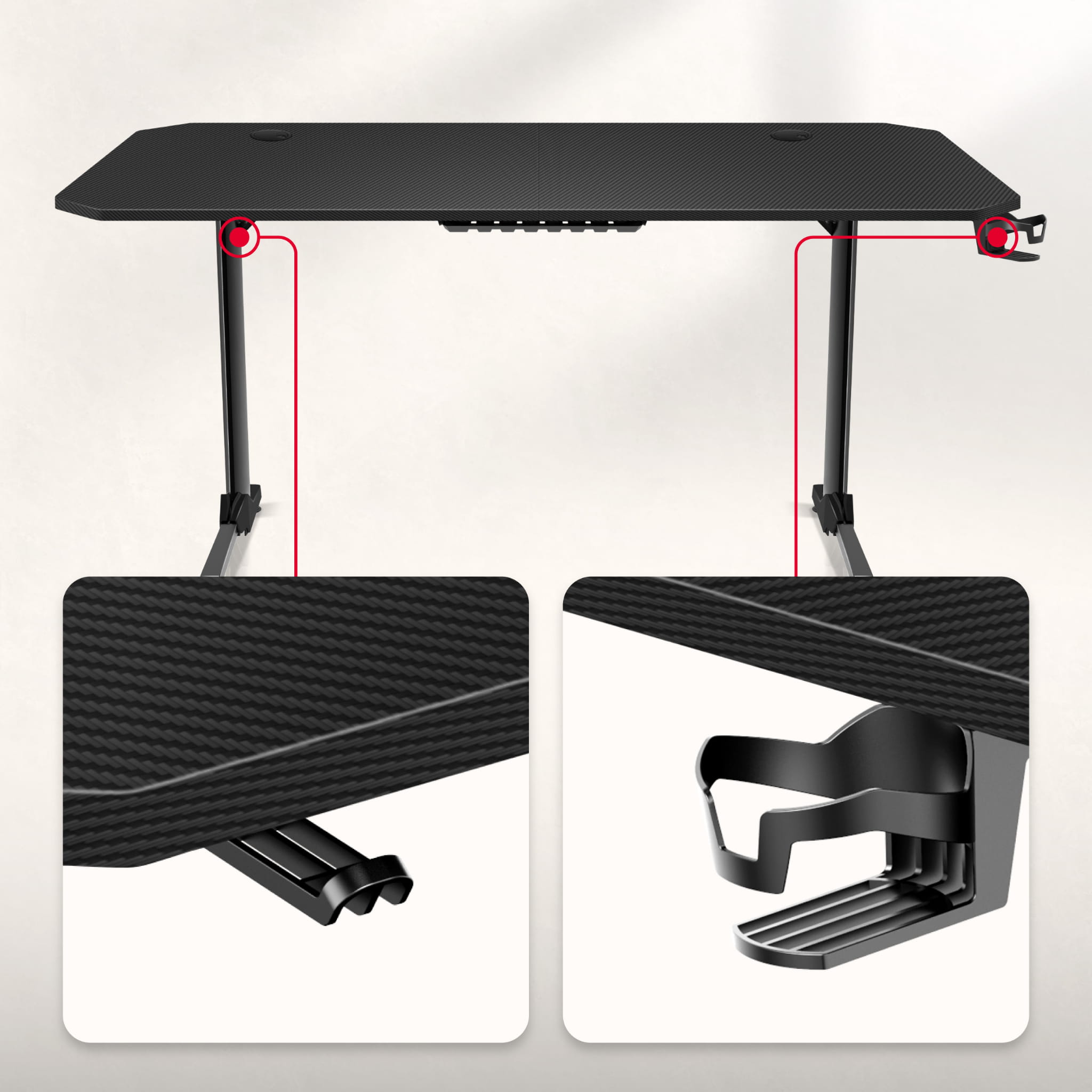 Scrivania da gaming Huzaro Hero 4.7 Black 160 cm