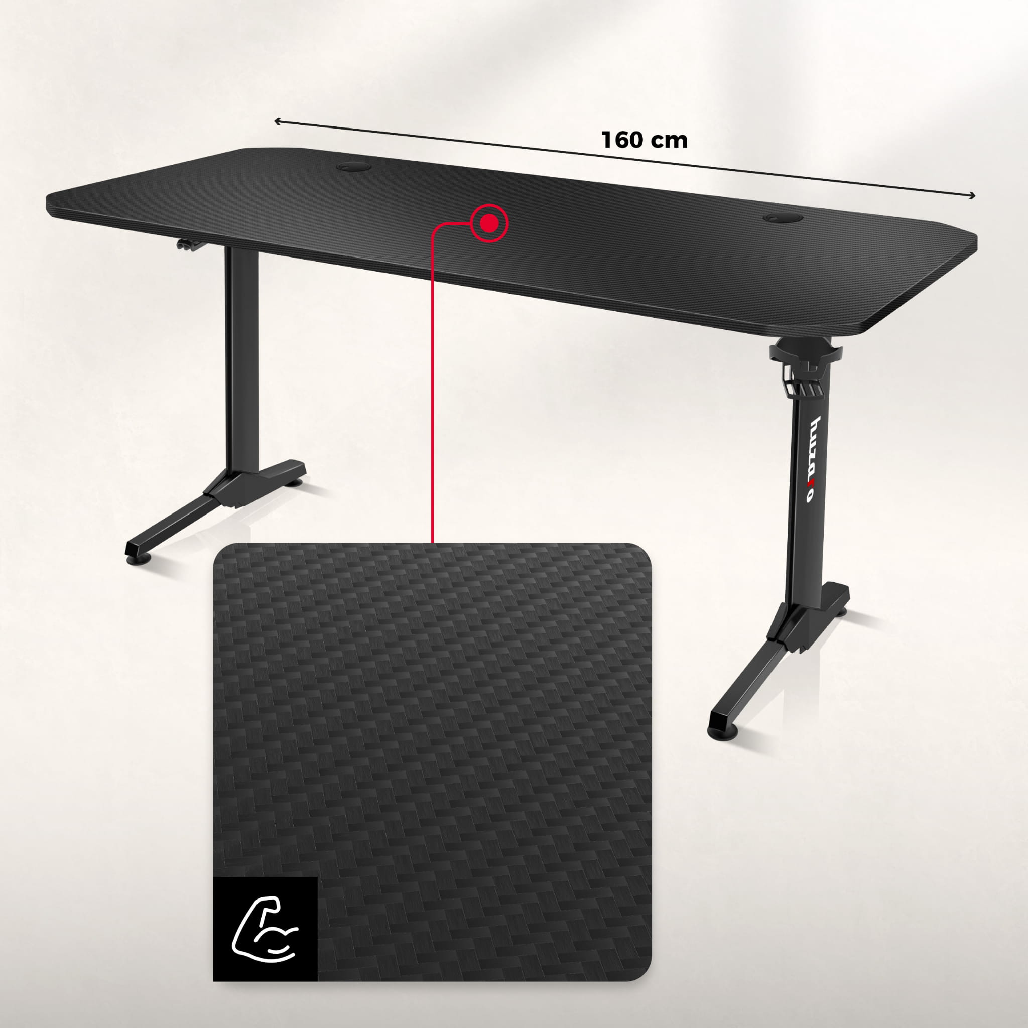 Scrivania da gaming Huzaro Hero 4.7 Black 160 cm