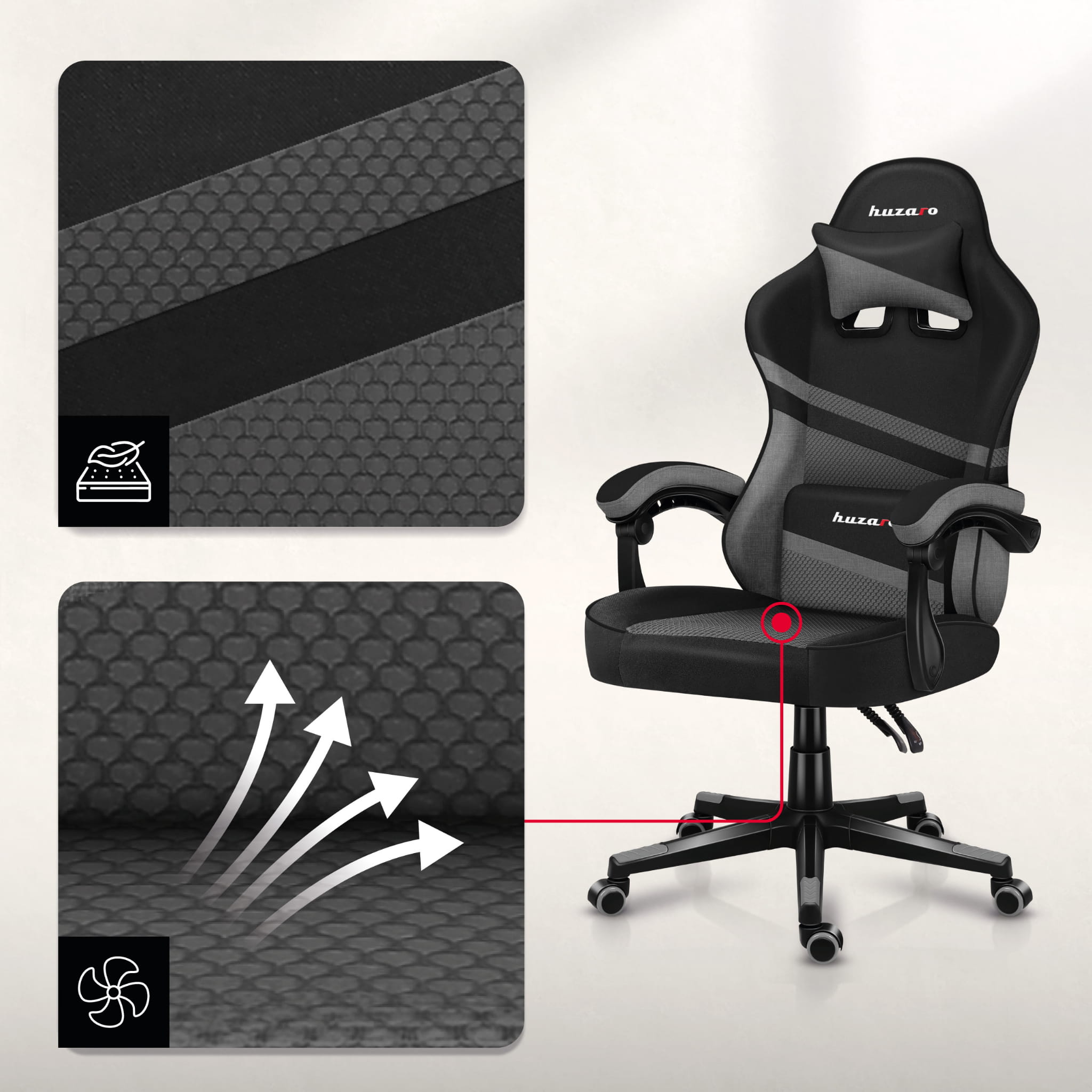 Poltrona da gaming HUZARO FORCE 4.4 Grey Mesh