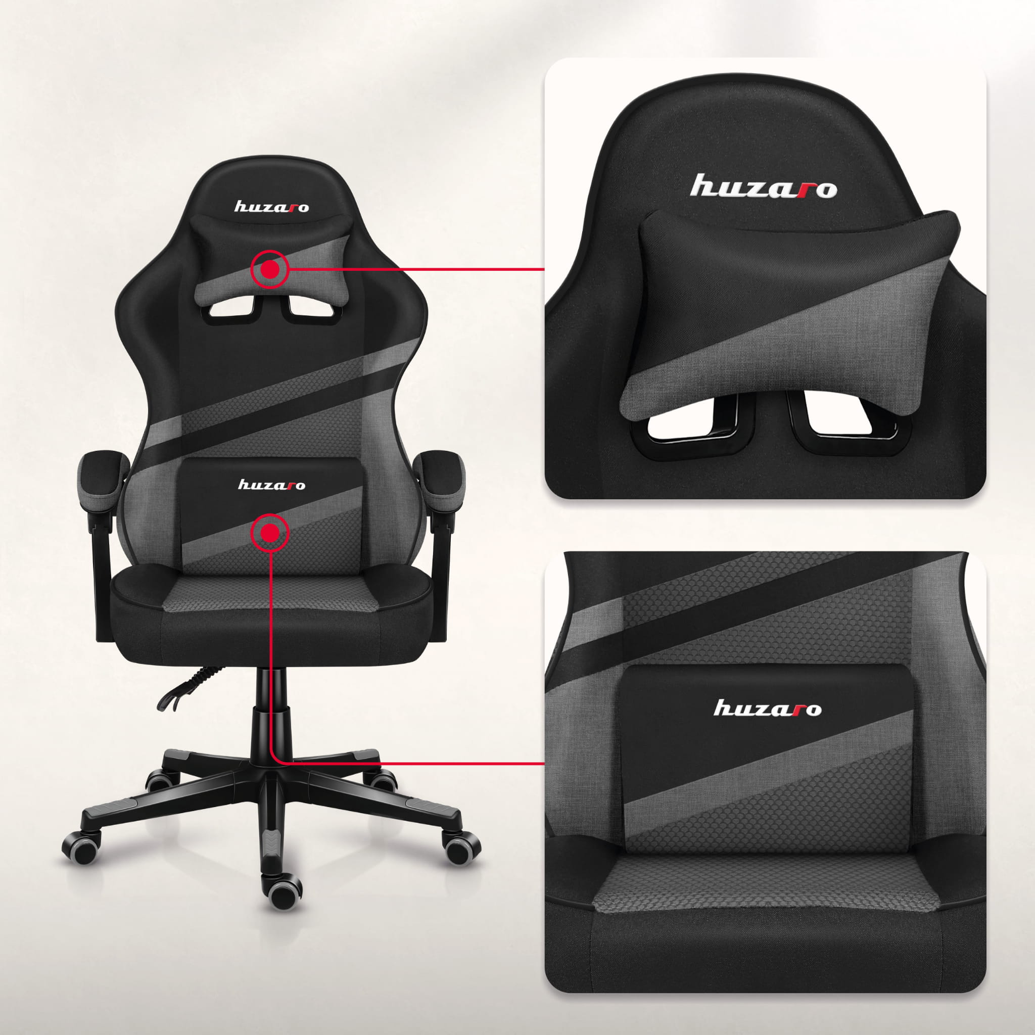 Poltrona da gaming HUZARO FORCE 4.4 Grey Mesh