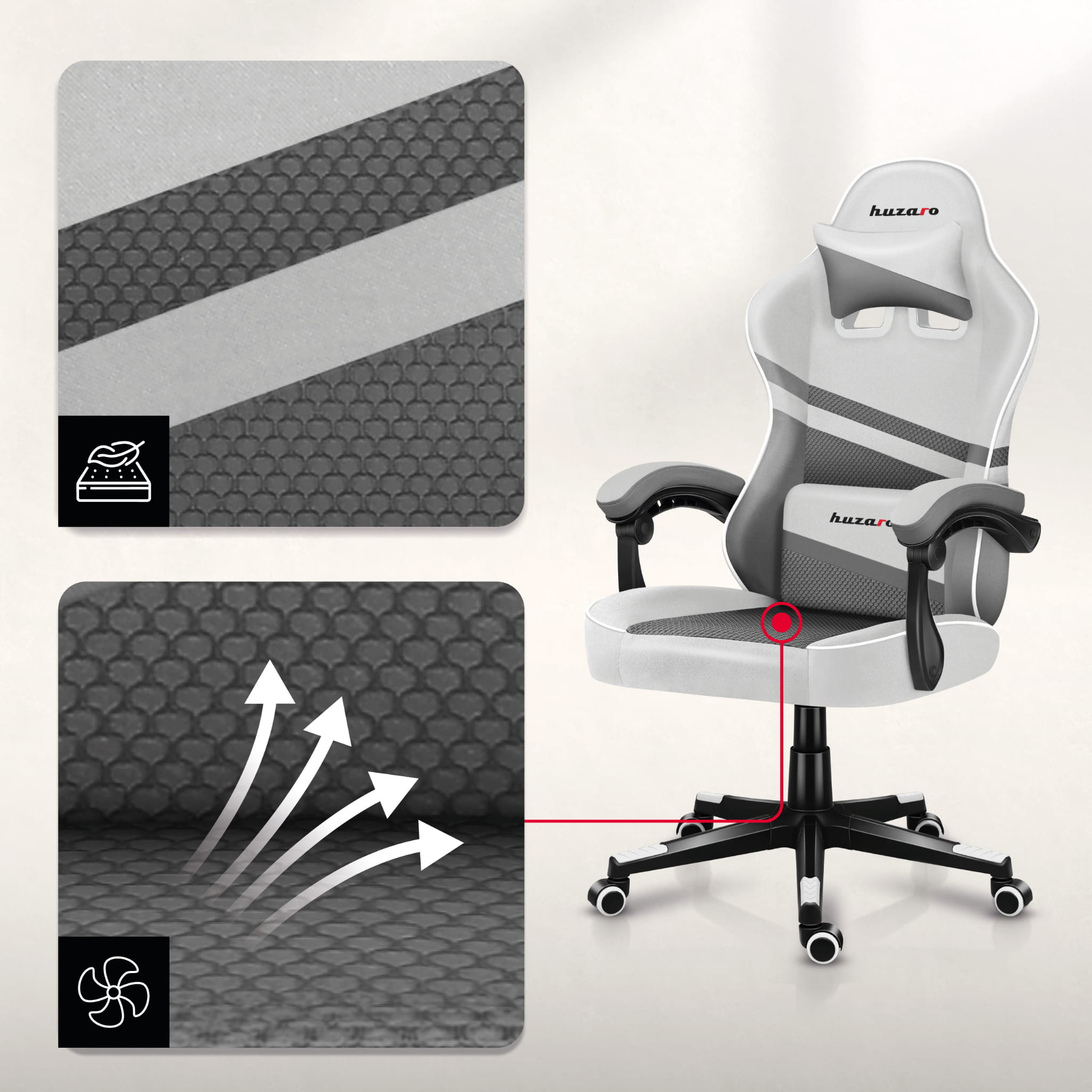 Poltrona da gaming HUZARO FORCE 4.4 White Mesh