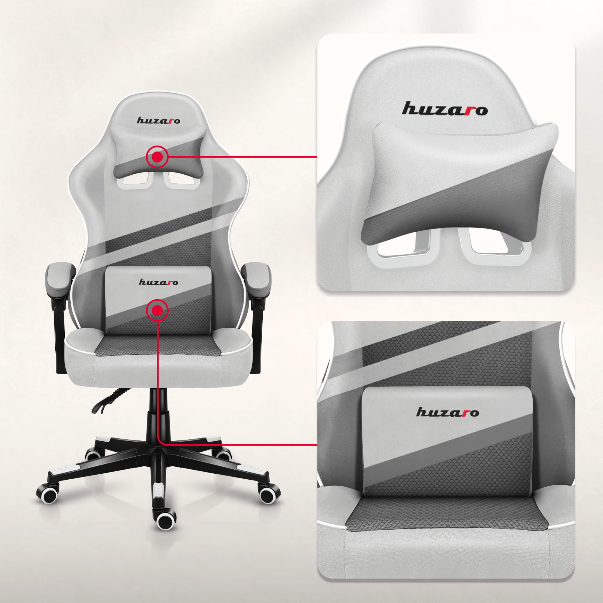 Poltrona da gaming HUZARO FORCE 4.4 White Mesh