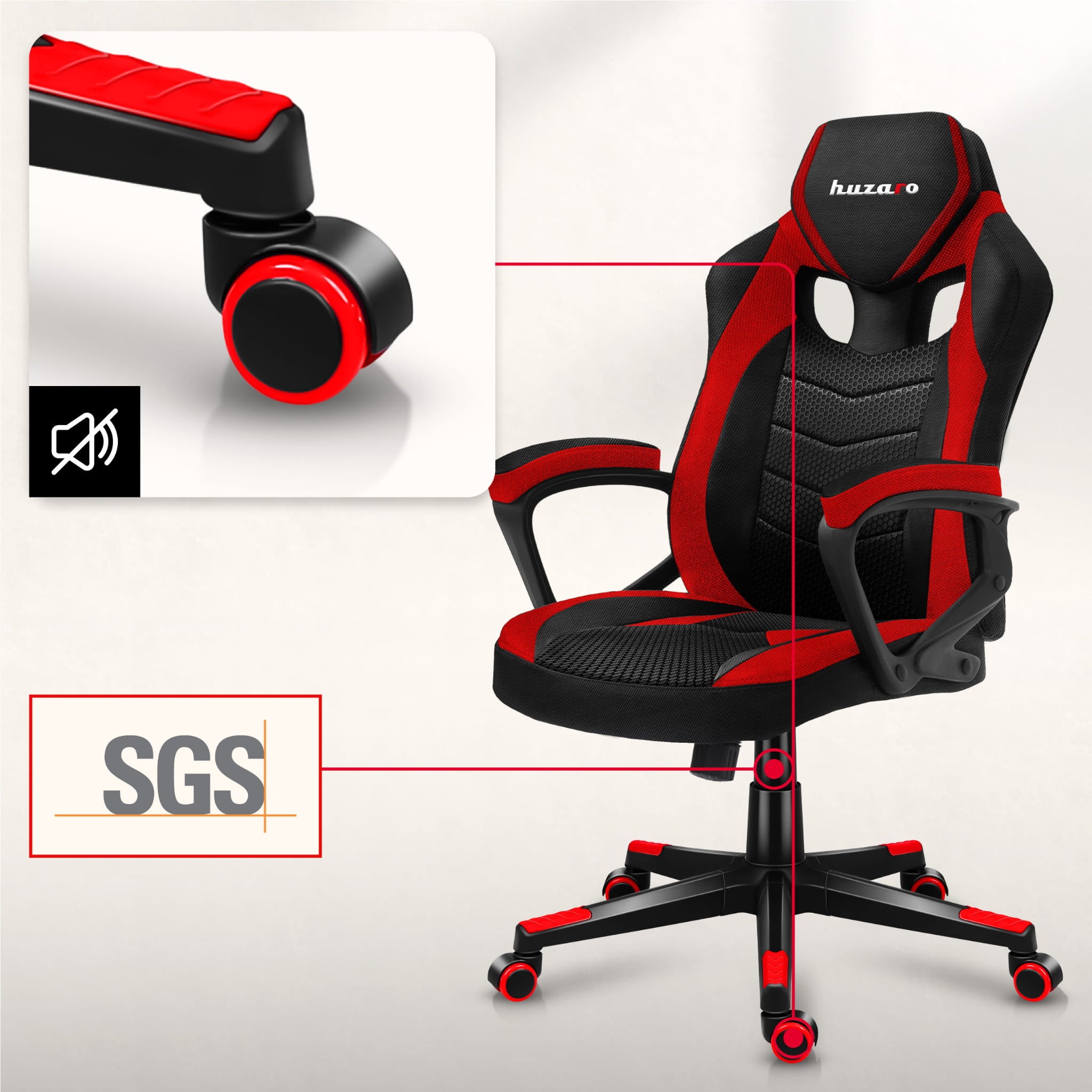 Poltrona da gaming HUZARO FORCE 2.5 Red Mesh