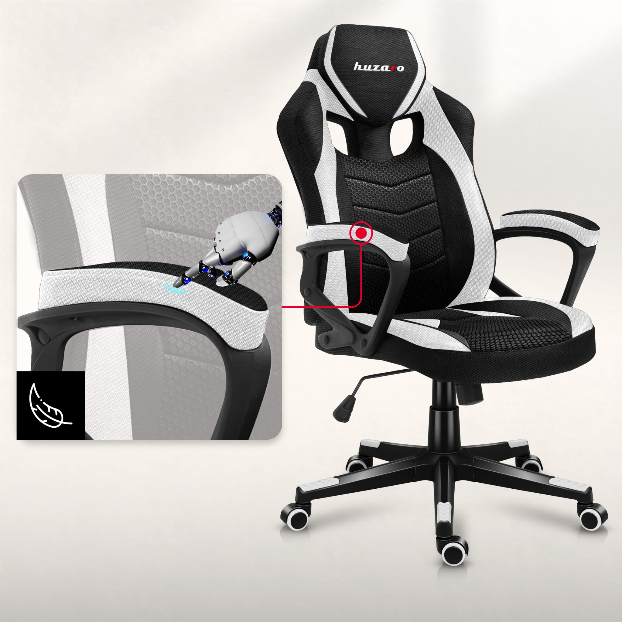 Poltrona da gaming Huzaro Force 2.5 White Mesh