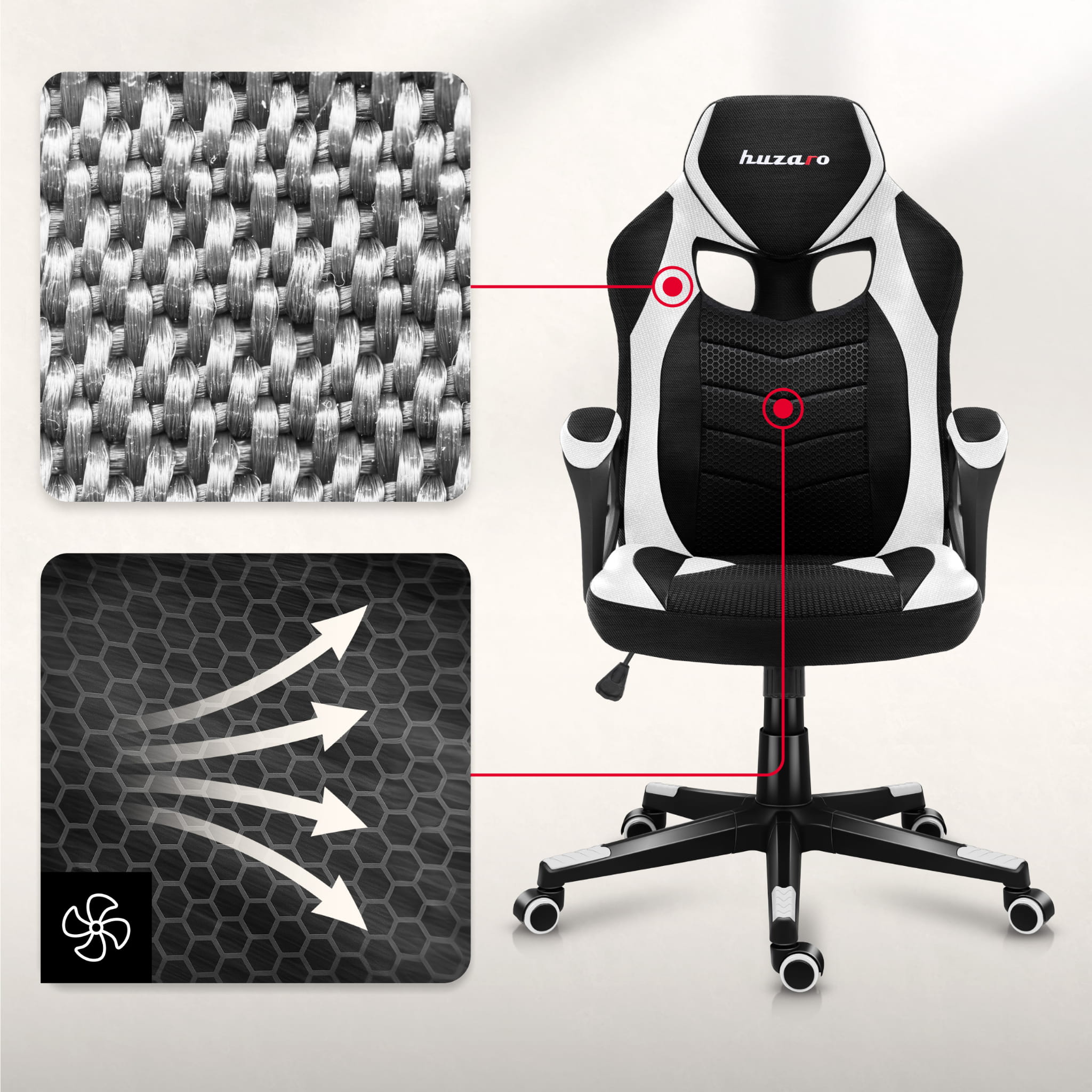 Poltrona da gaming Huzaro Force 2.5 White Mesh