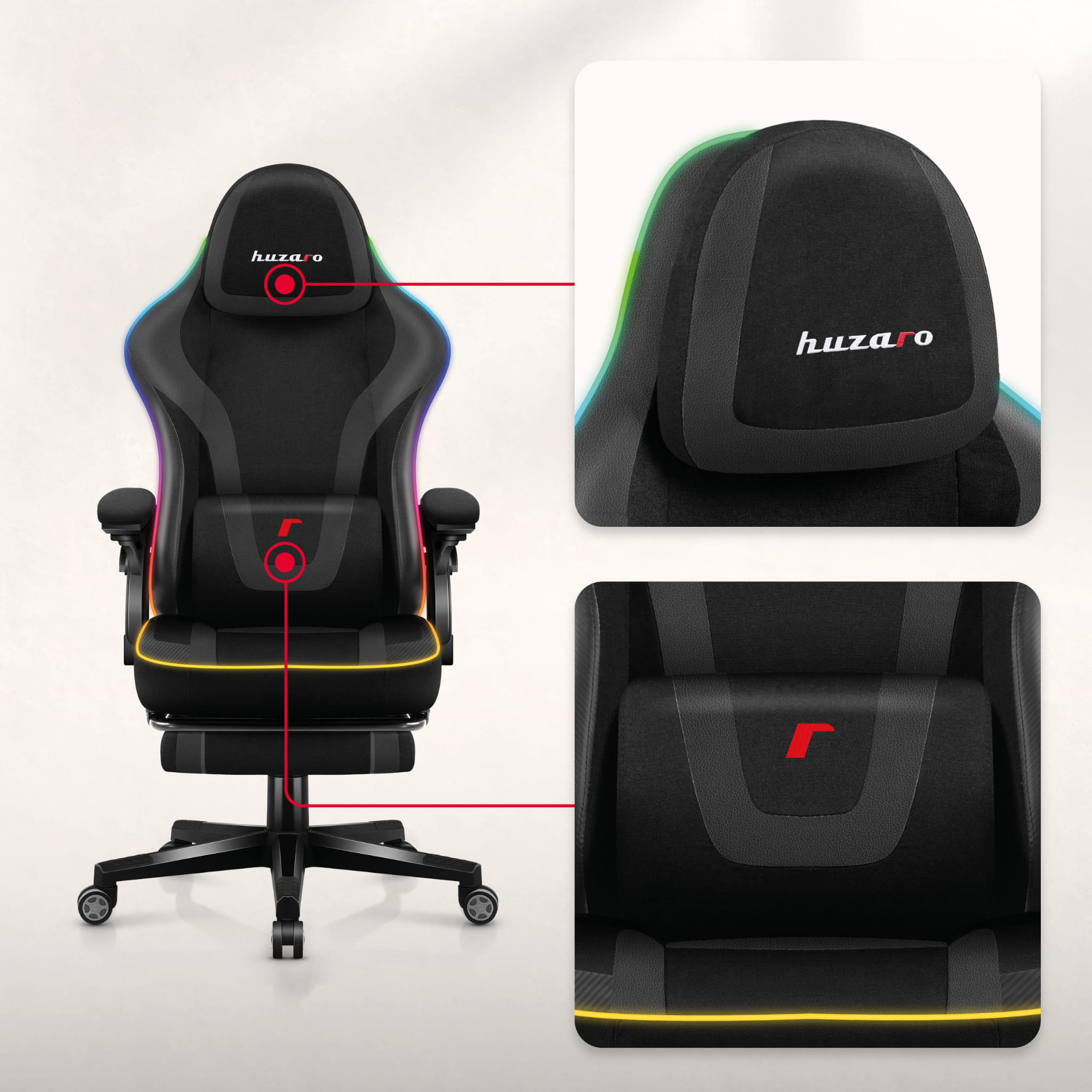 Poltrona da gaming Huzaro Force 4.6 Black RGB Smart