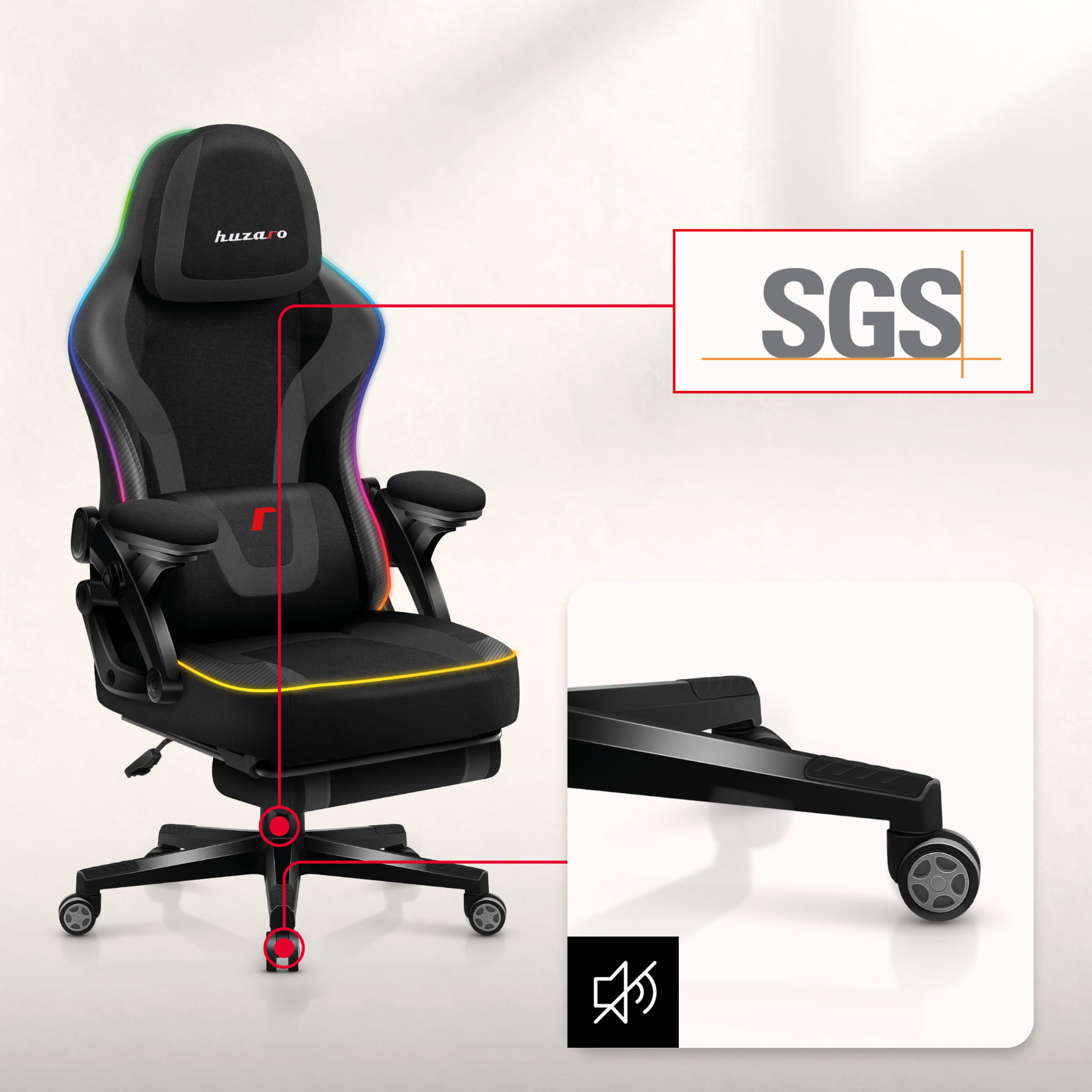 Poltrona da gaming Huzaro Force 4.6 Black RGB Smart