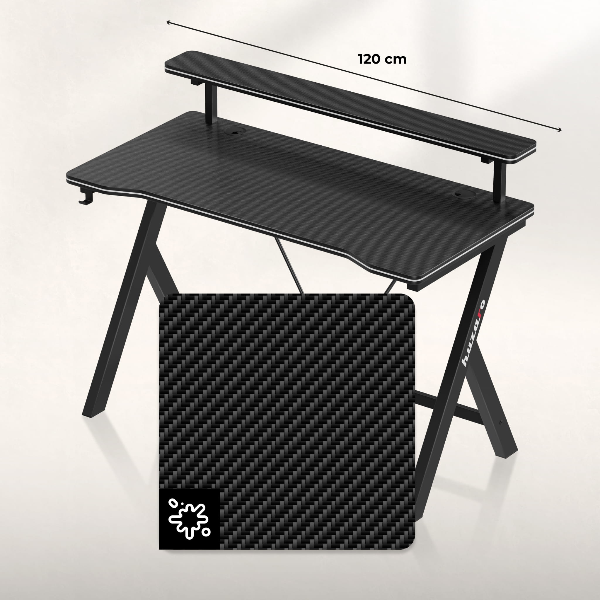 Scrivania da gaming da 120 cm Huzaro Hero 1.9 Black