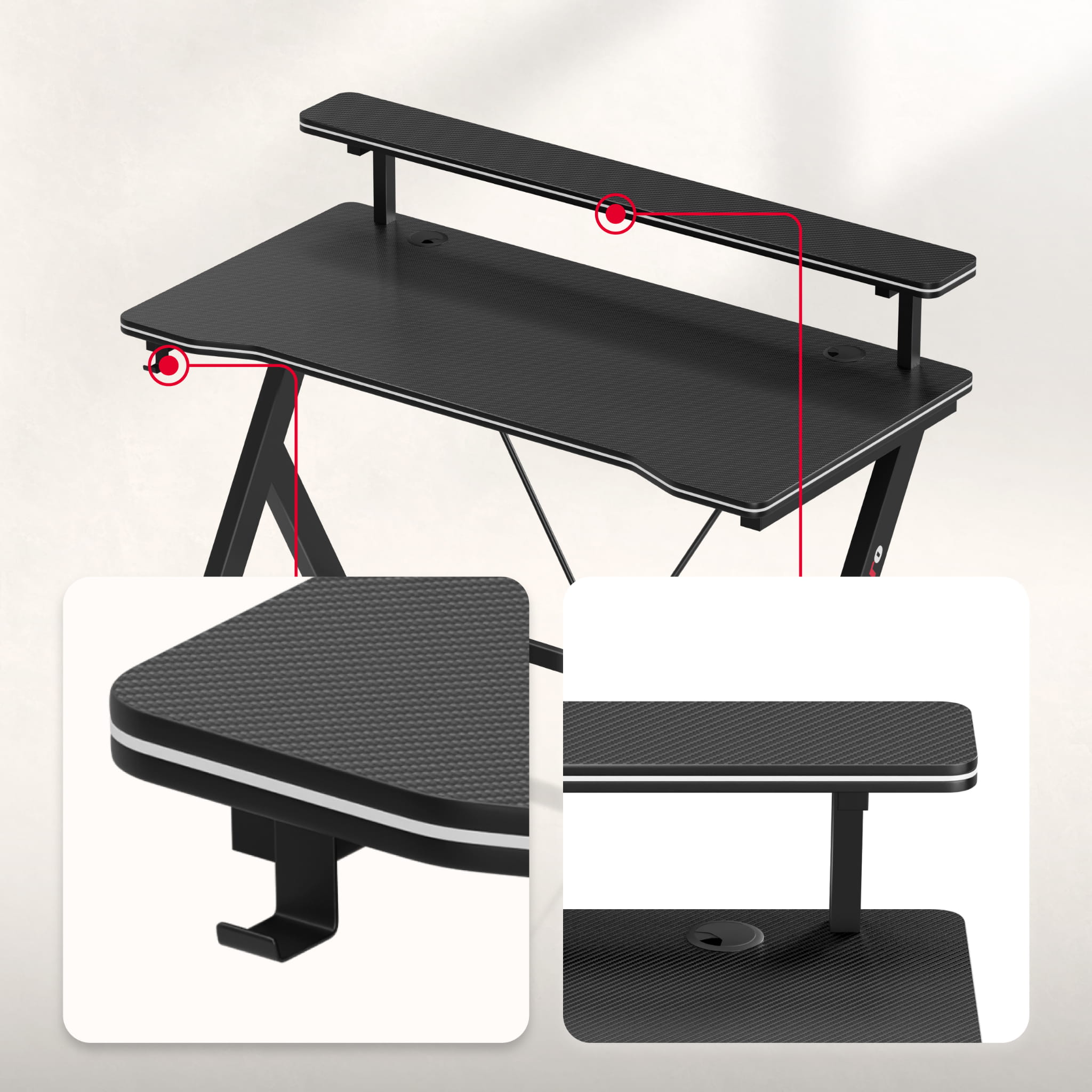 Scrivania da gaming da 120 cm Huzaro Hero 1.9 Black