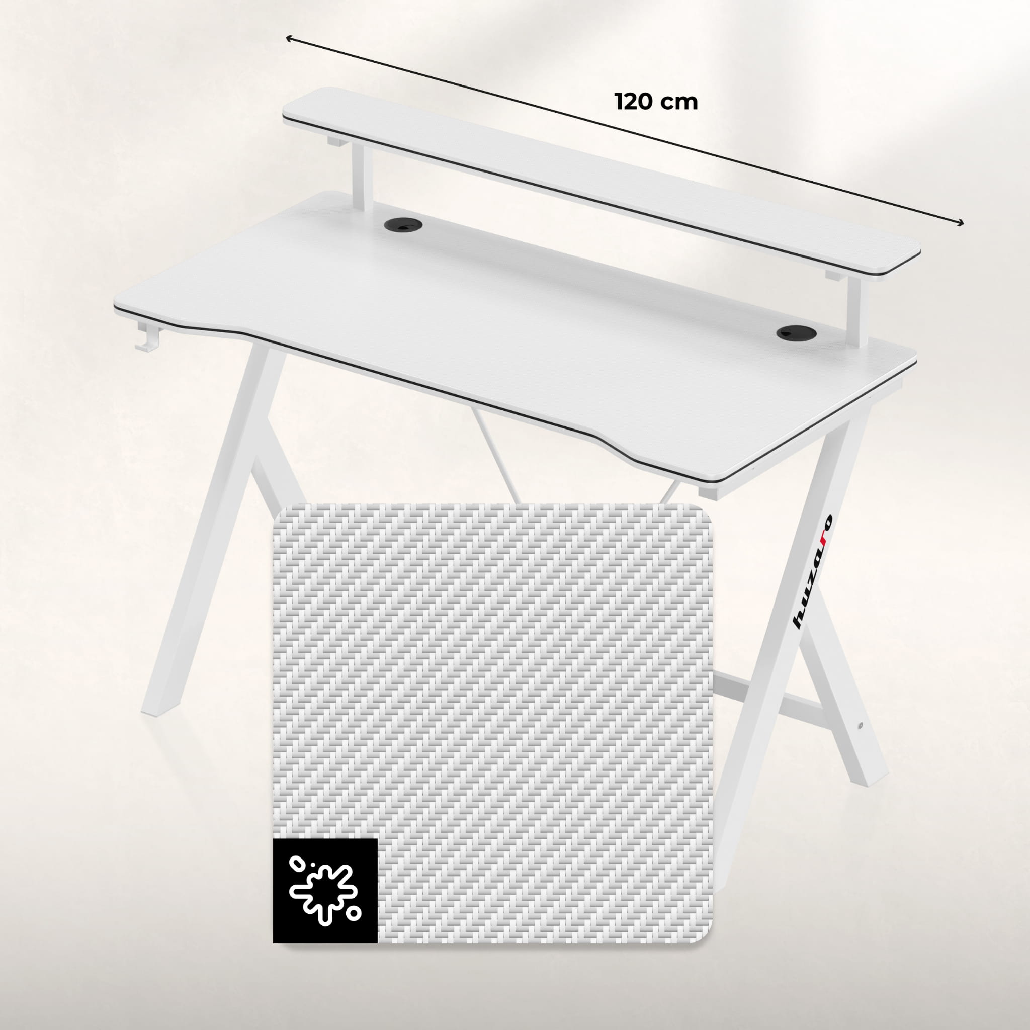 Scrivania da gaming da 120 cm Huzaro Hero 1.9 White