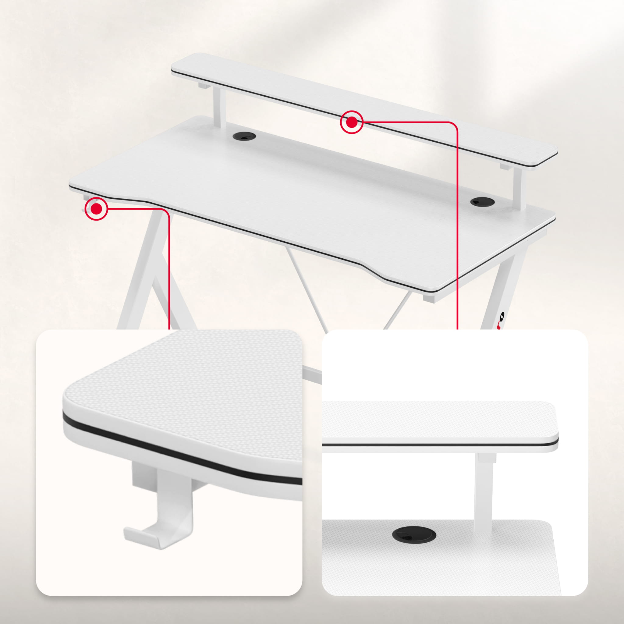 Scrivania da gaming da 120 cm Huzaro Hero 1.9 White