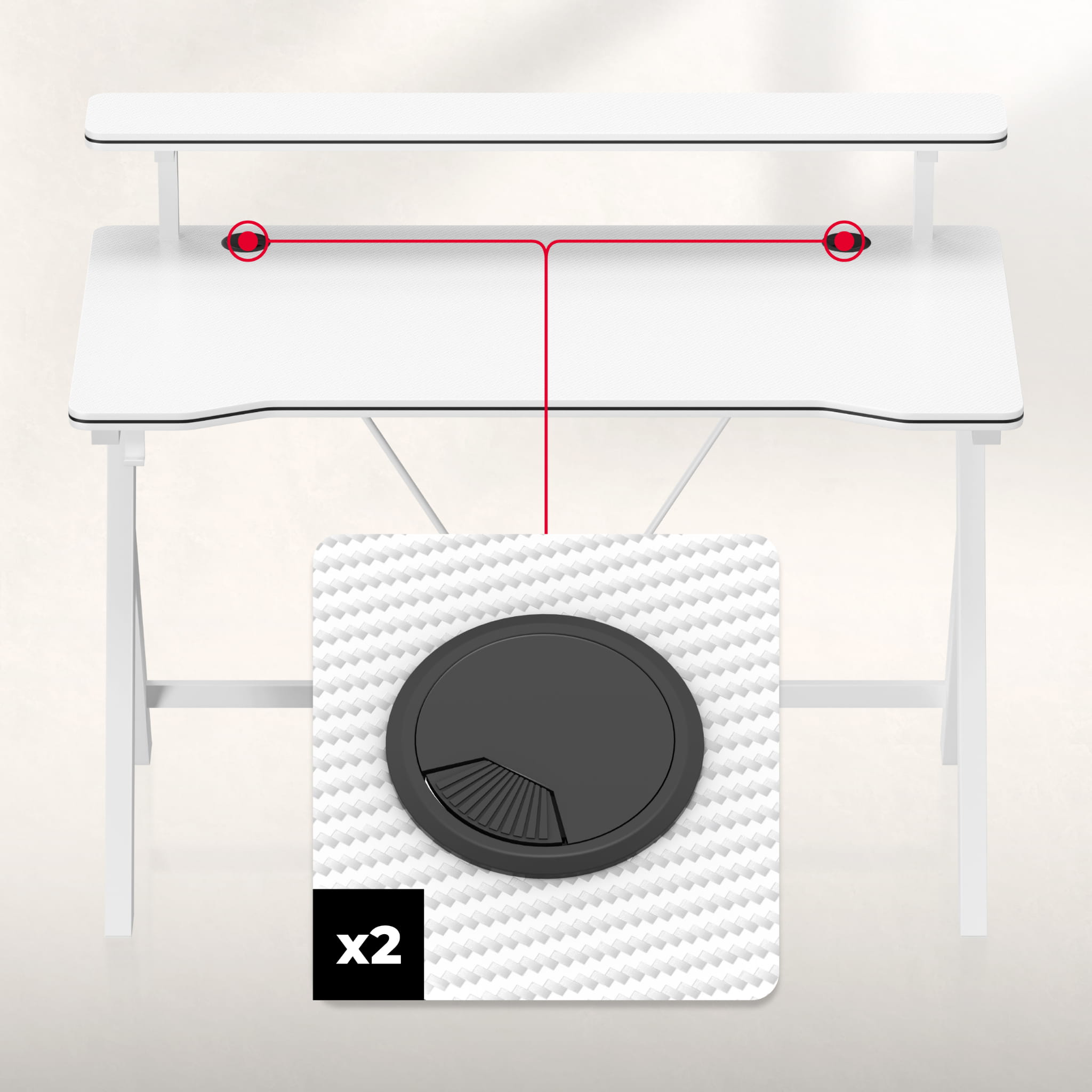Scrivania da gaming da 120 cm Huzaro Hero 1.9 White