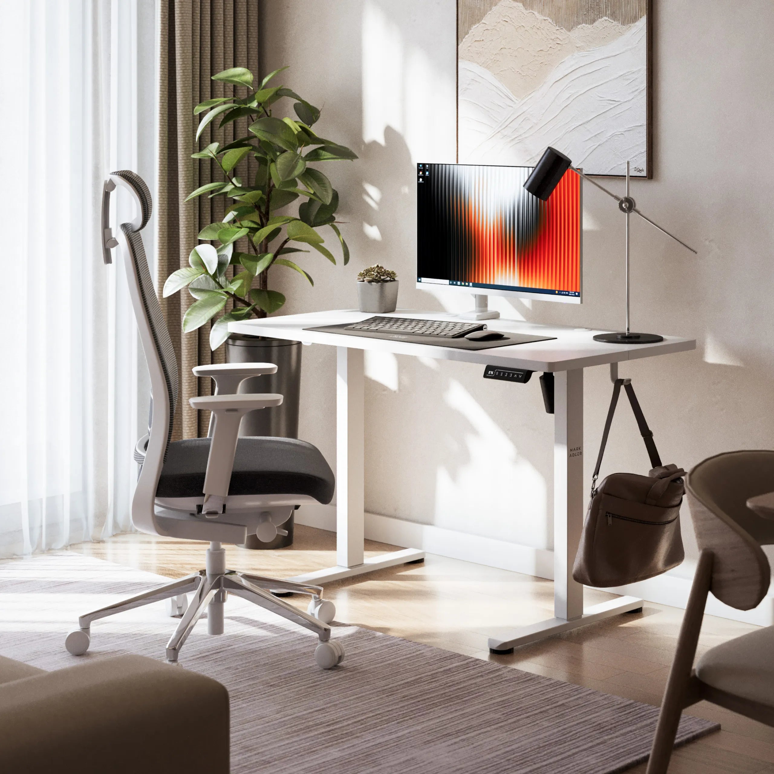 Scrivania regolabile elettricamente Mark Adler Leader 6.9 White 120 cm