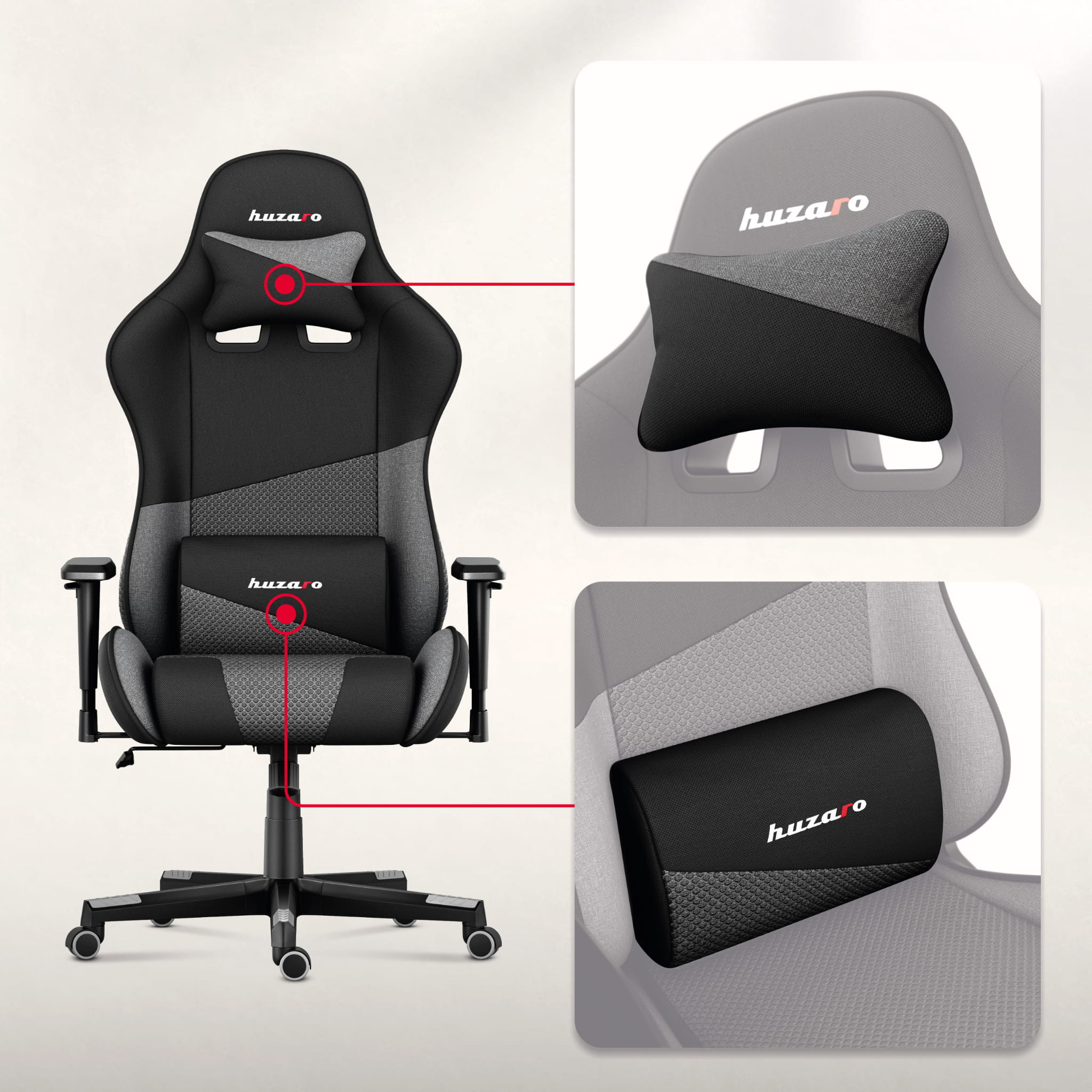 Poltrona da gaming HUZARO FORCE 6.2  Grey Mesh