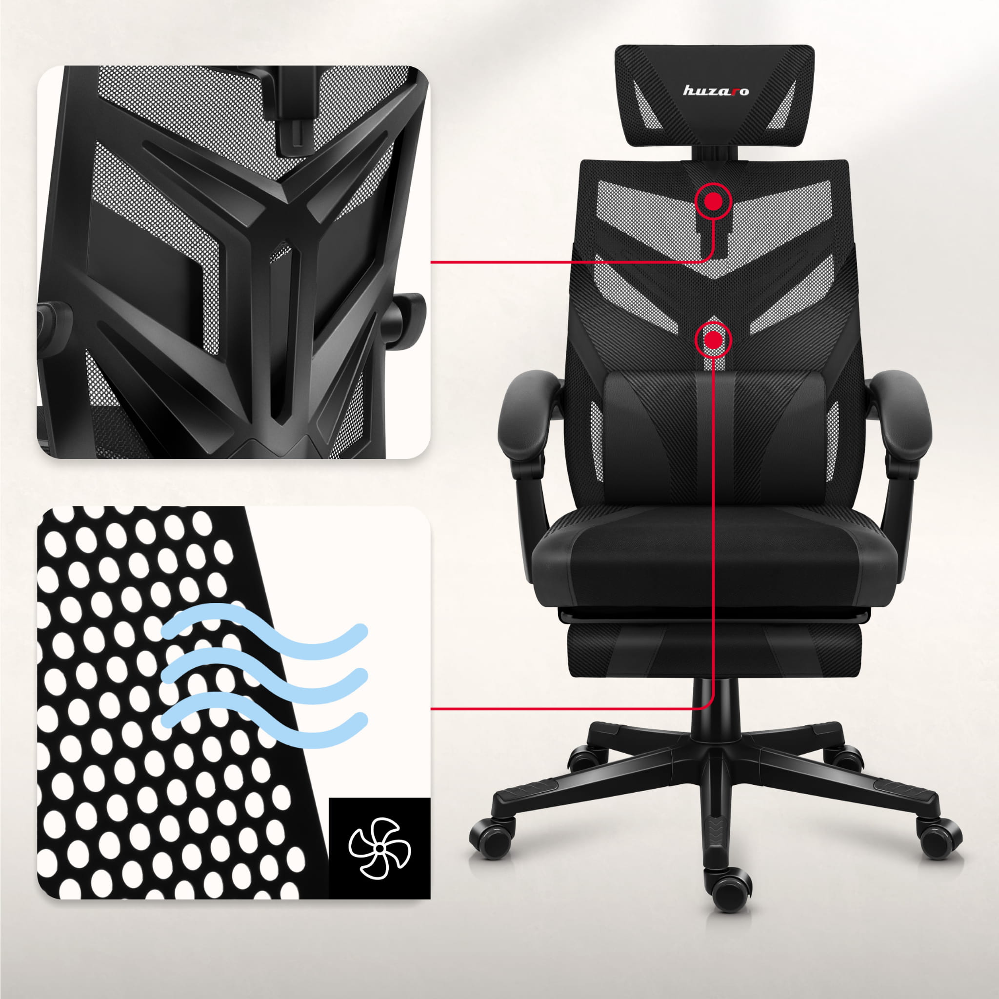 Poltrona da gaming HUZARO COMBAT 5.0 Black