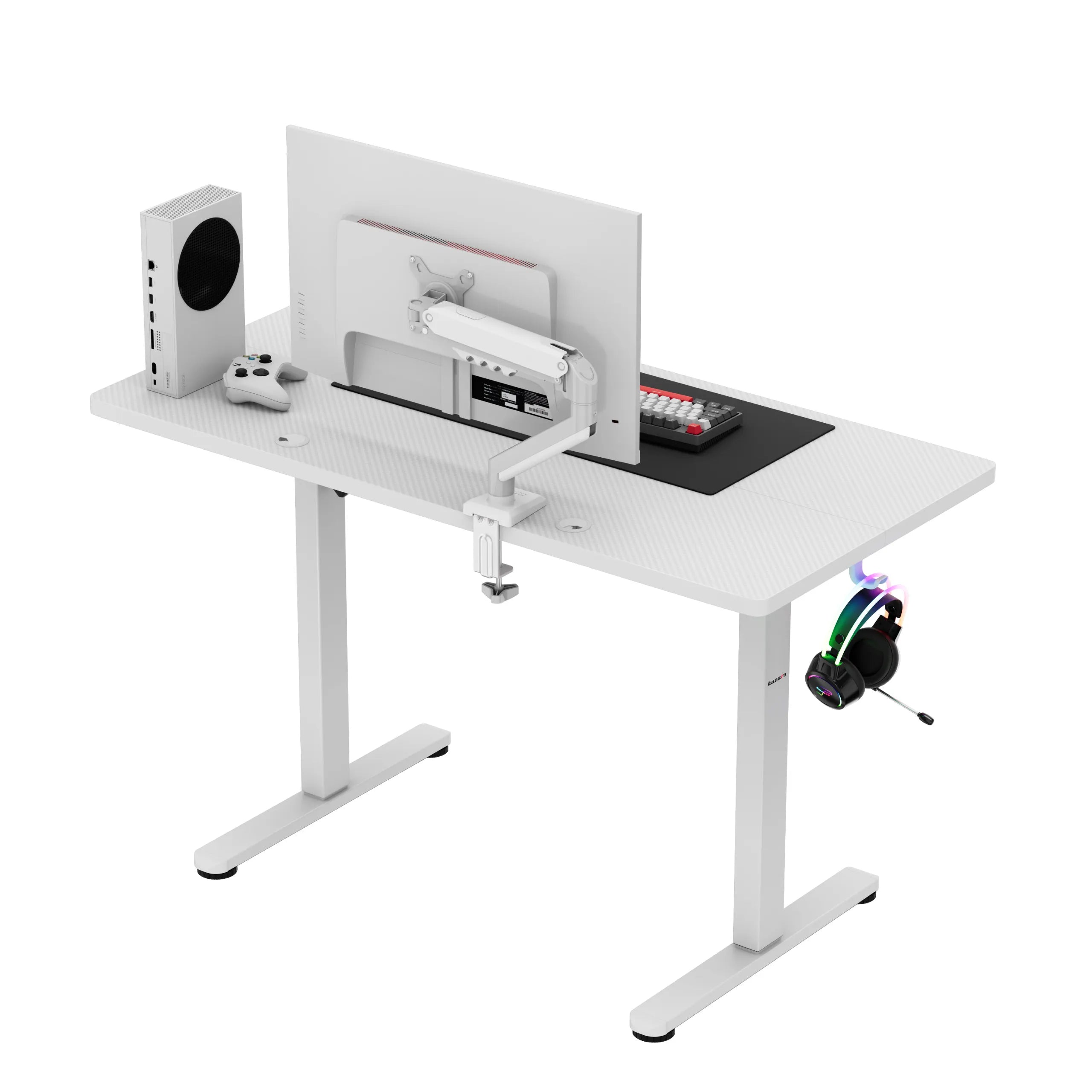 Scrivania da gaming regolabile elettricamente Huzaro Hero 8.1 White 120 cm