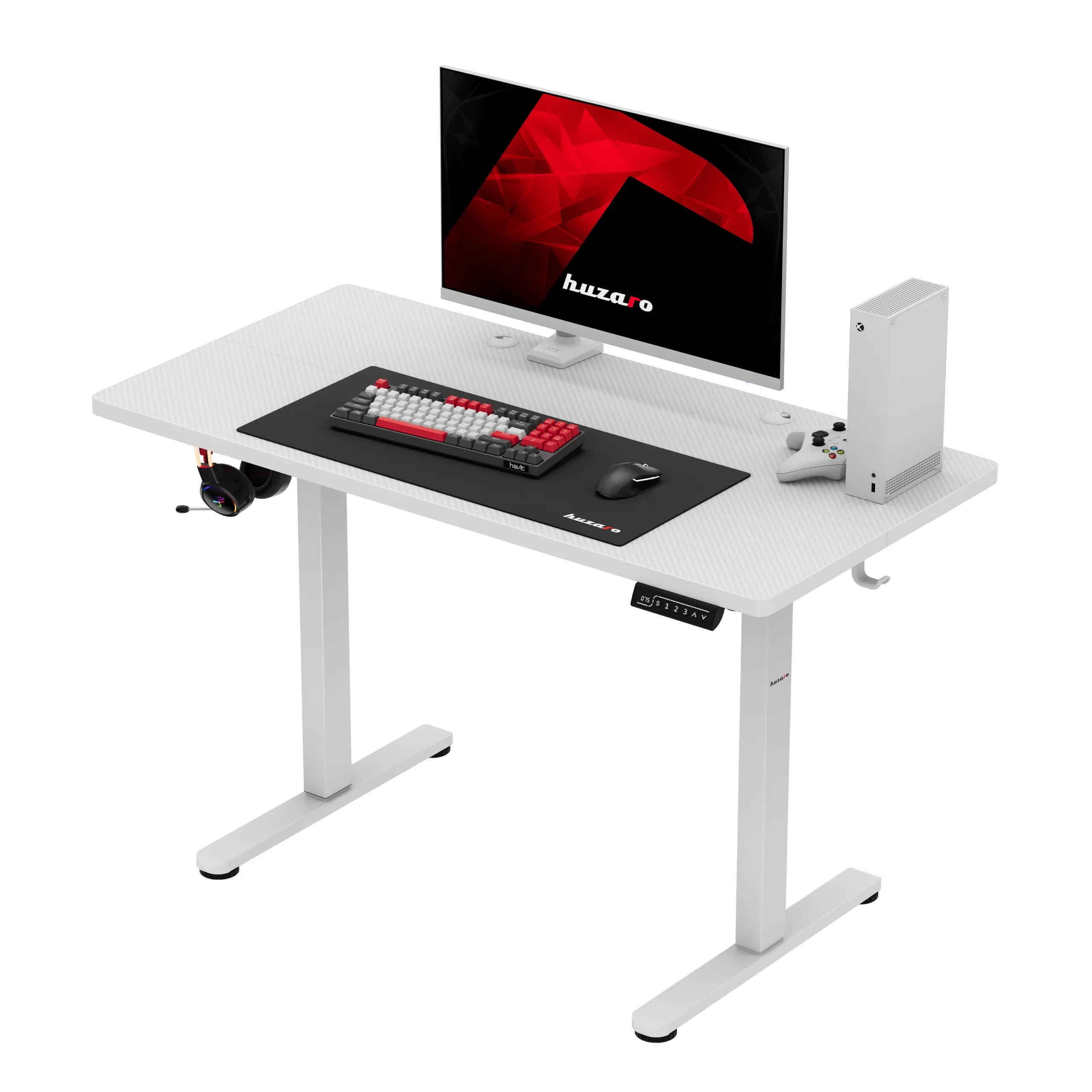 Scrivania da gaming regolabile elettricamente Huzaro Hero 8.1 White 120 cm
