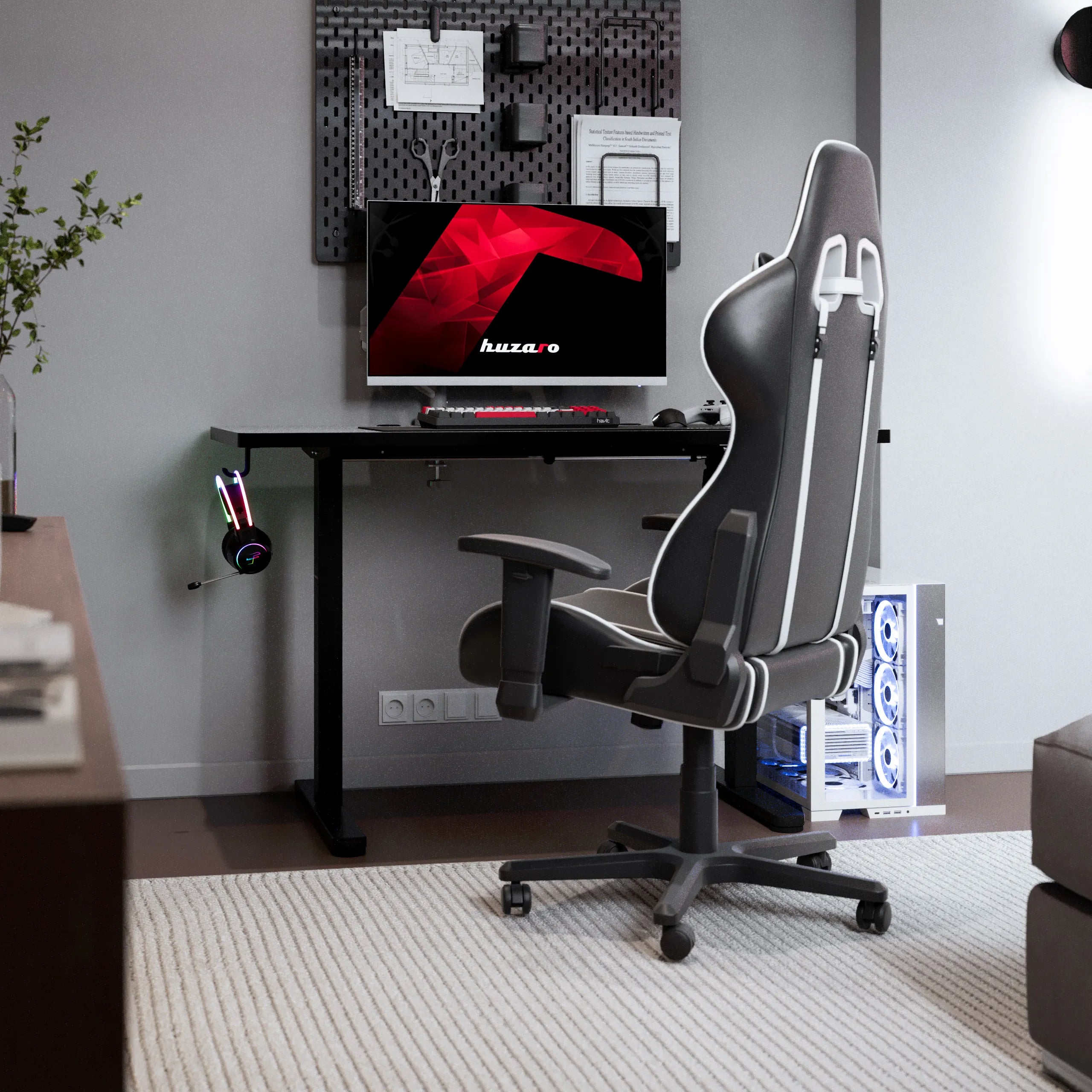 Scrivania da gaming regolabile elettricamente Huzaro Hero 8.1 Black 120 cm