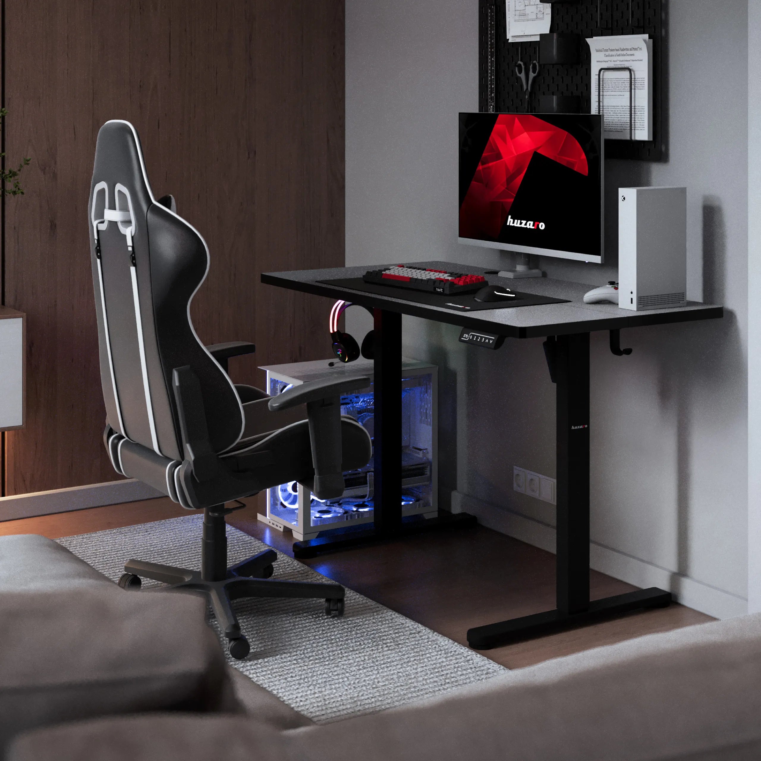 Scrivania da gaming regolabile elettricamente Huzaro Hero 8.1 Black 120 cm