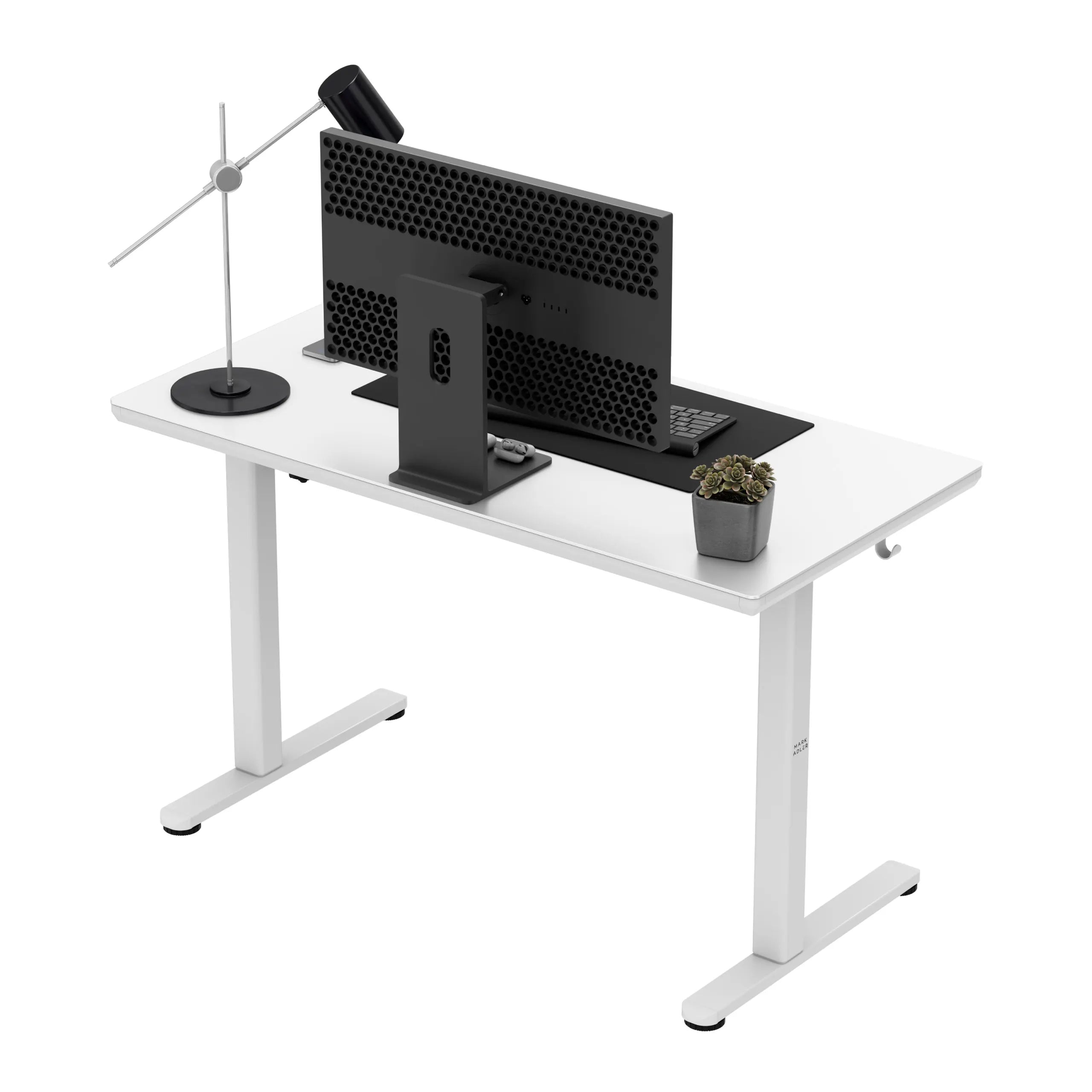 Scrivania regolabile elettricamente con piano in vetro Mark Adler Leader 8.5 White