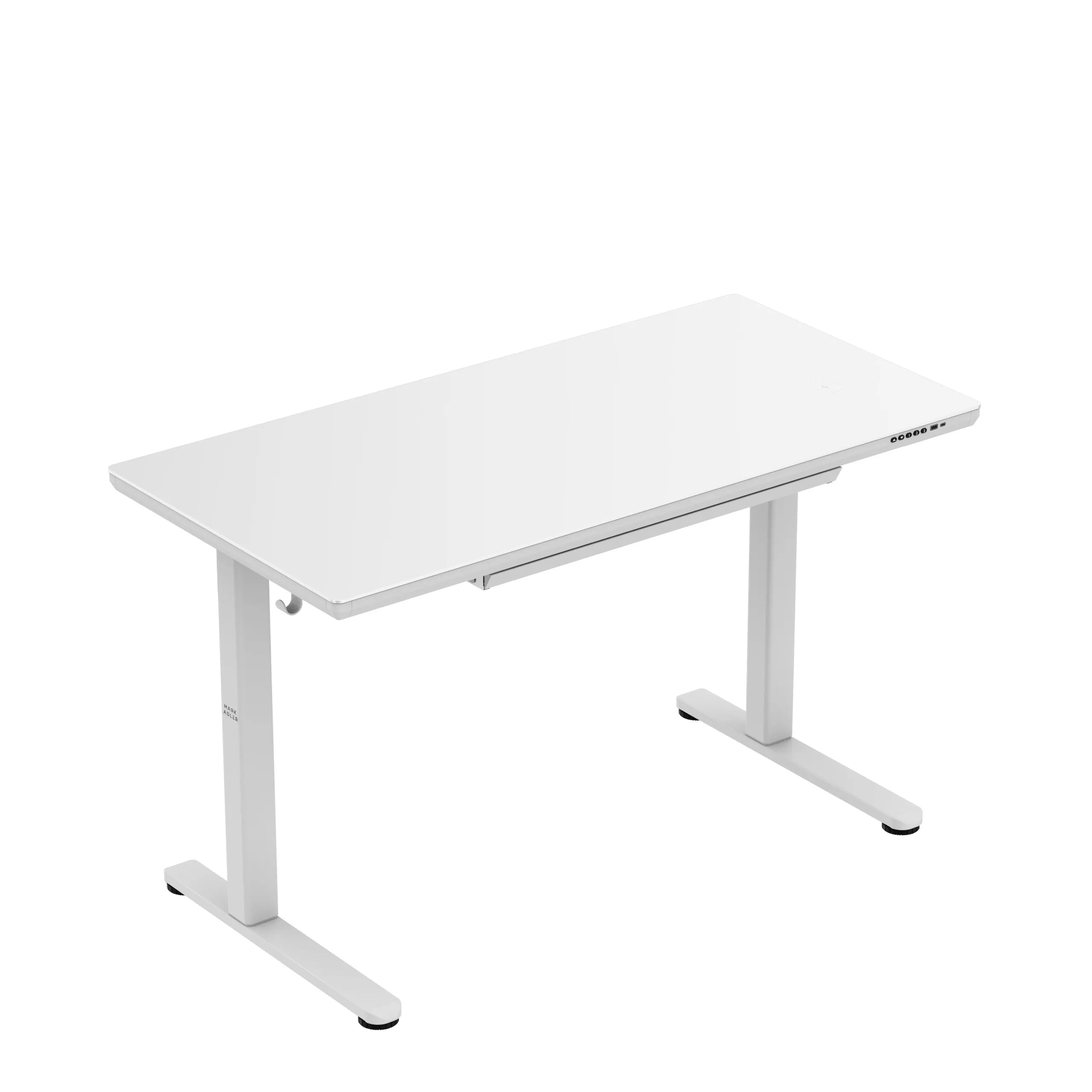 Scrivania regolabile elettricamente con piano in vetro Mark Adler Leader 8.5 White