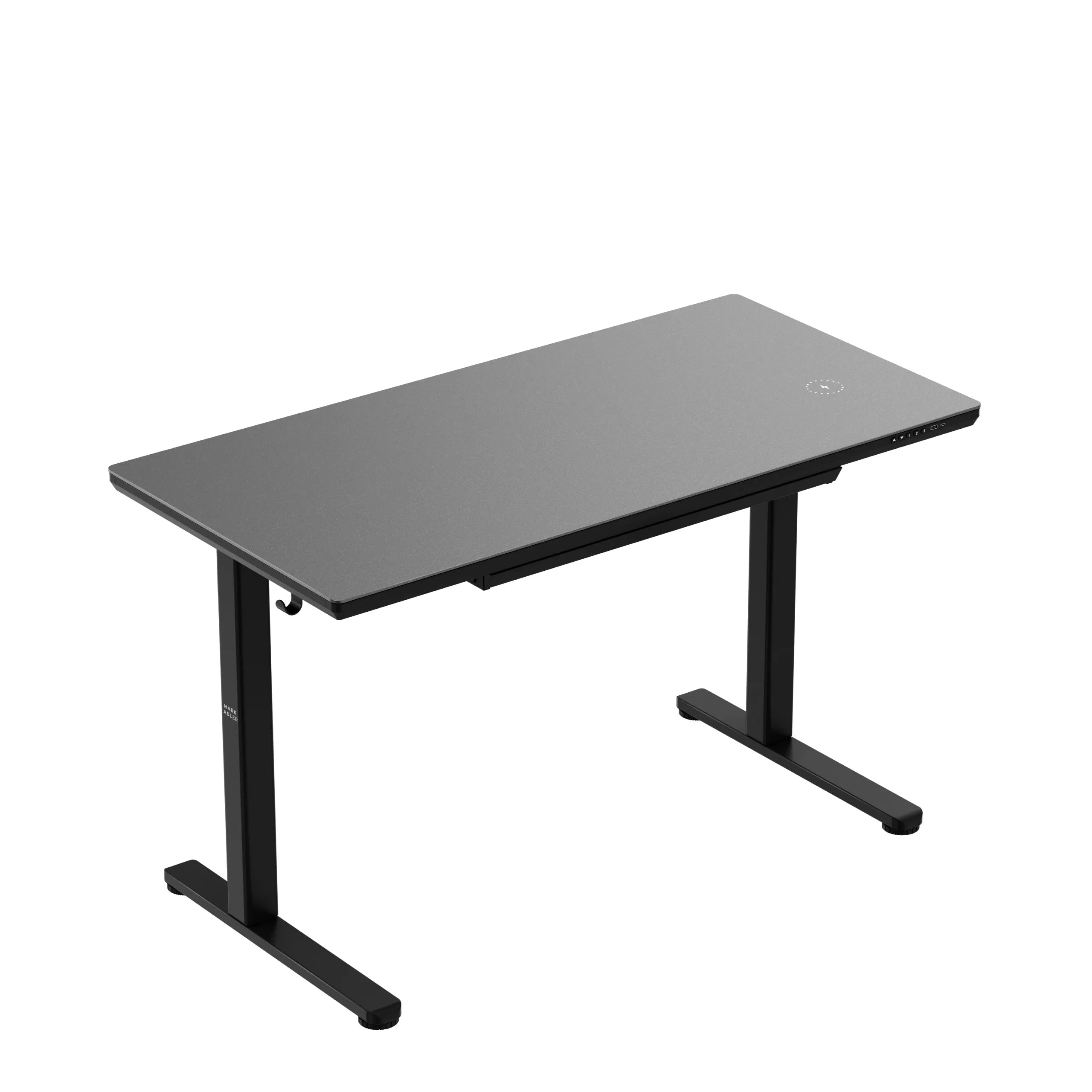Scrivania regolabile elettricamente con piano in vetro Mark Adler Leader 8.5 Black