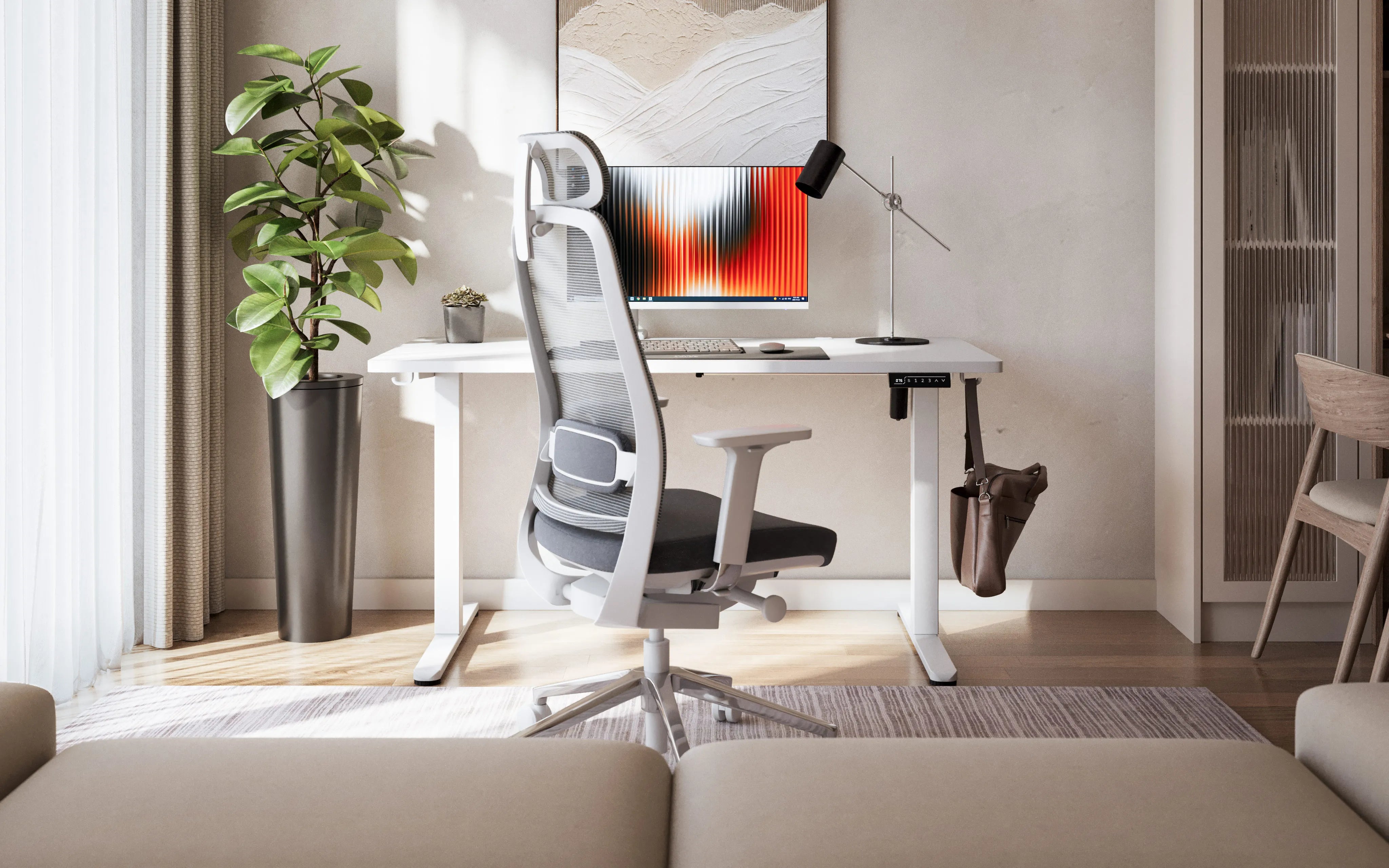 Scrivania regolabile elettricamente Mark Adler Leader 7.3 White 140 cm