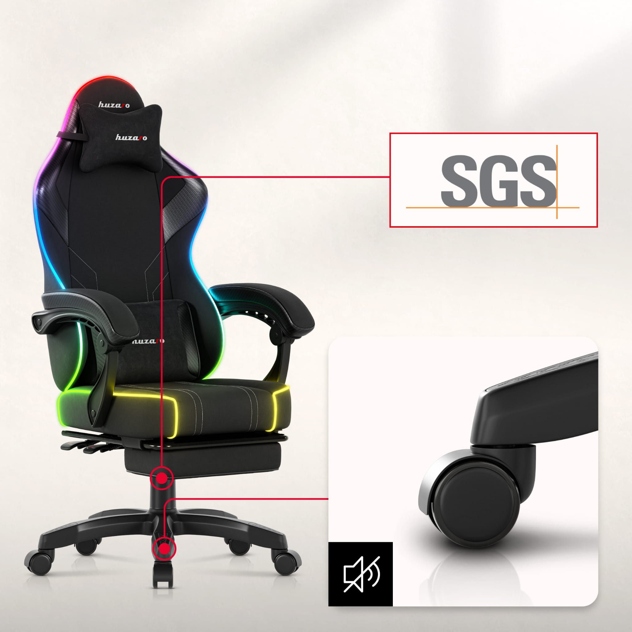 Poltrona da gaming Huzaro Force 3.7 RGB Black