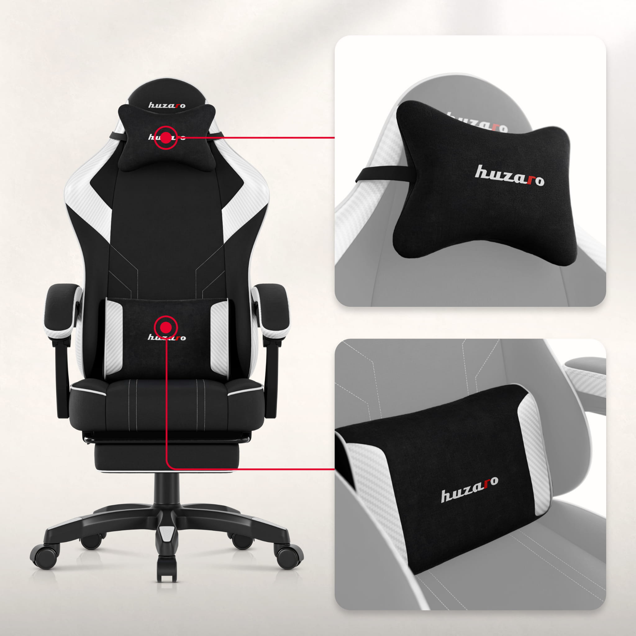 Poltrona da gaming Huzaro Force 3.7 White Carbon