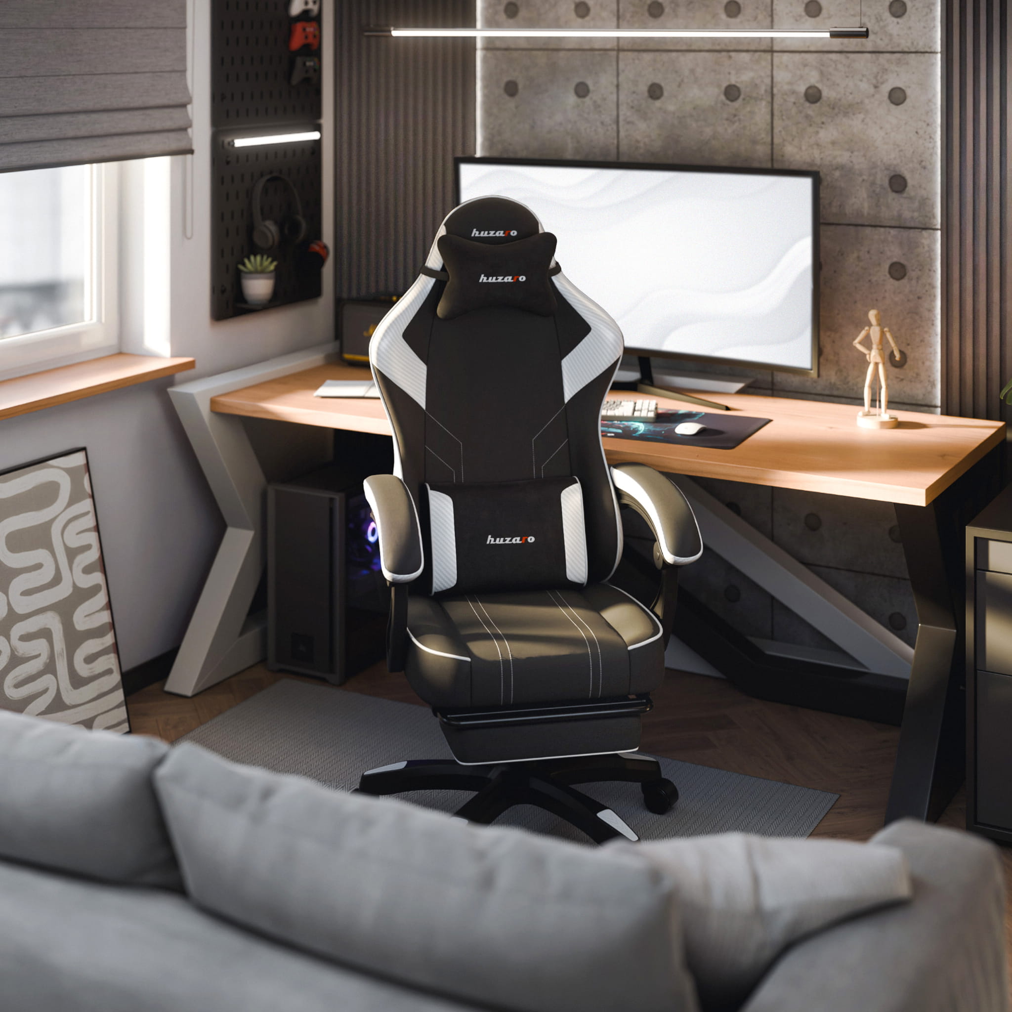 Poltrona da gaming Huzaro Force 3.7 White Carbon