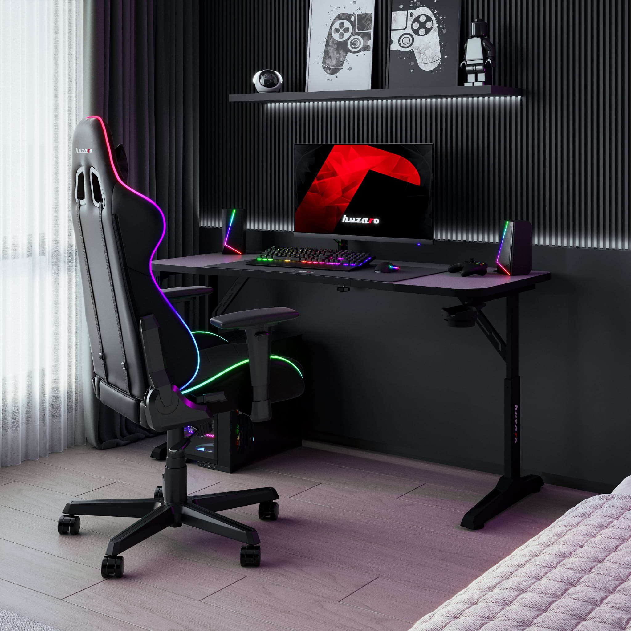 Scrivania da gaming Huzaro Hero 3.6 Black 140 cm