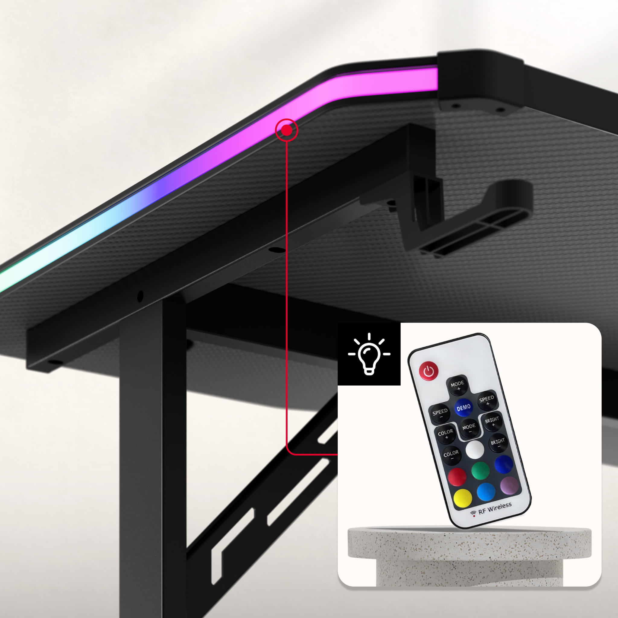 Scrivania da gaming Huzaro Hero 3.6 RGB LED Black 140 cm