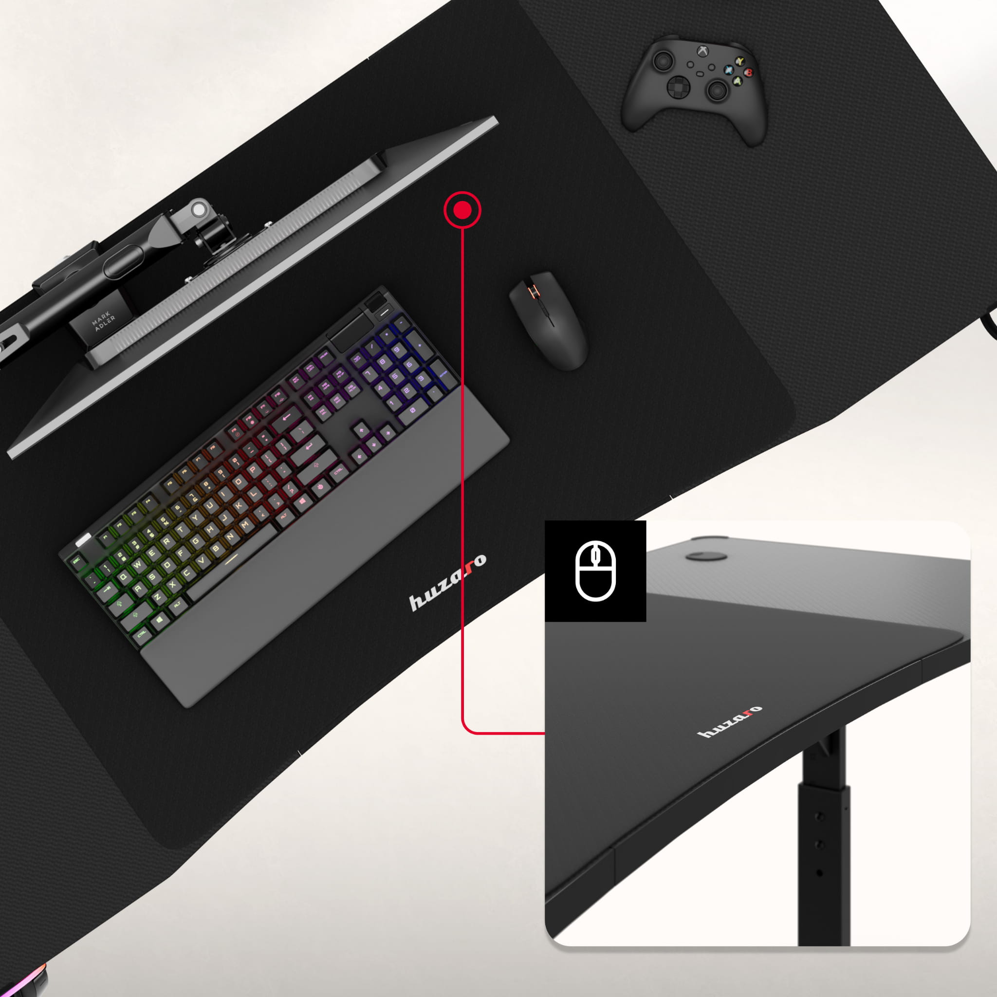 Scrivania da gaming Huzaro Hero 3.6 RGB LED Black 140 cm