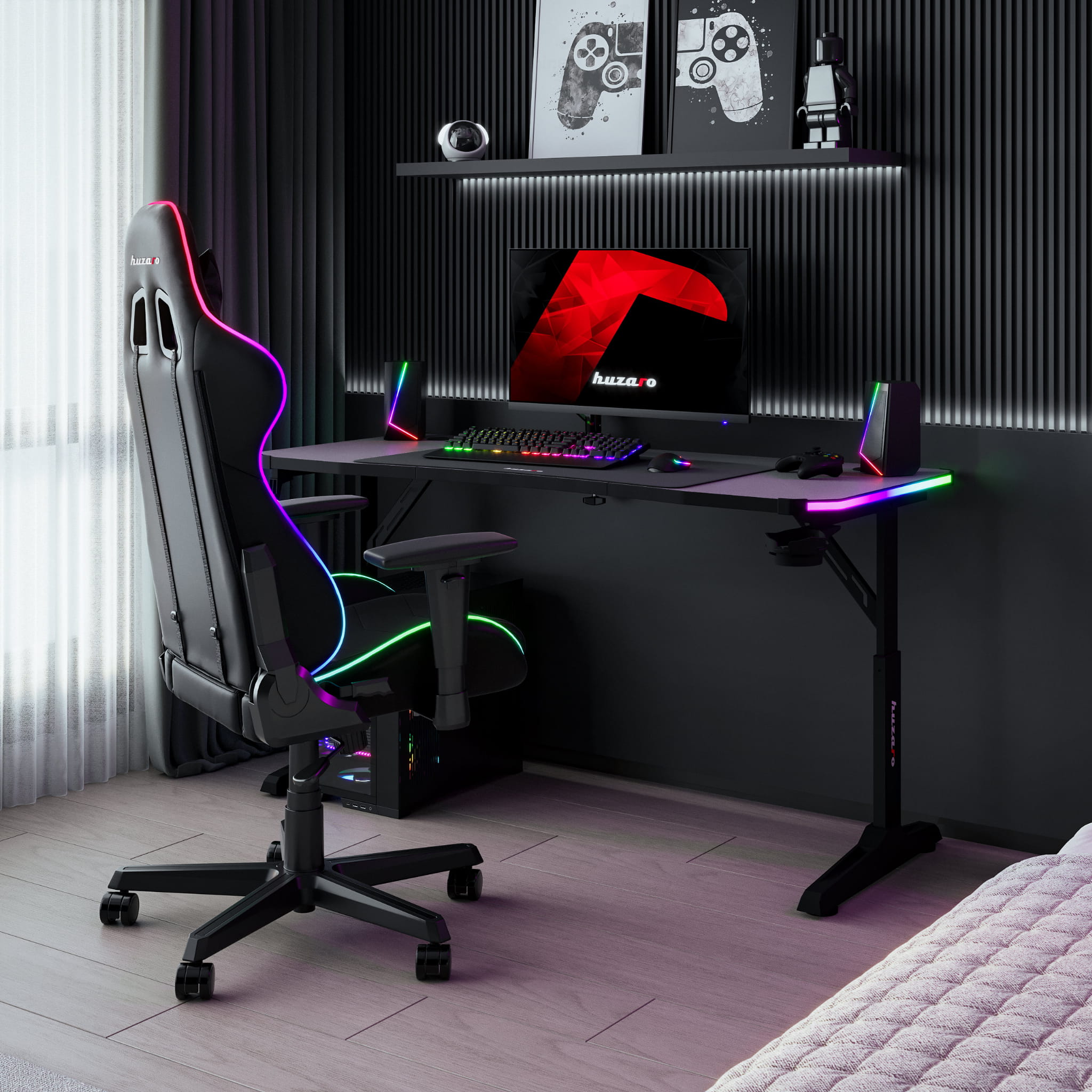 Scrivania da gaming Huzaro Hero 3.6 RGB LED Black 140 cm