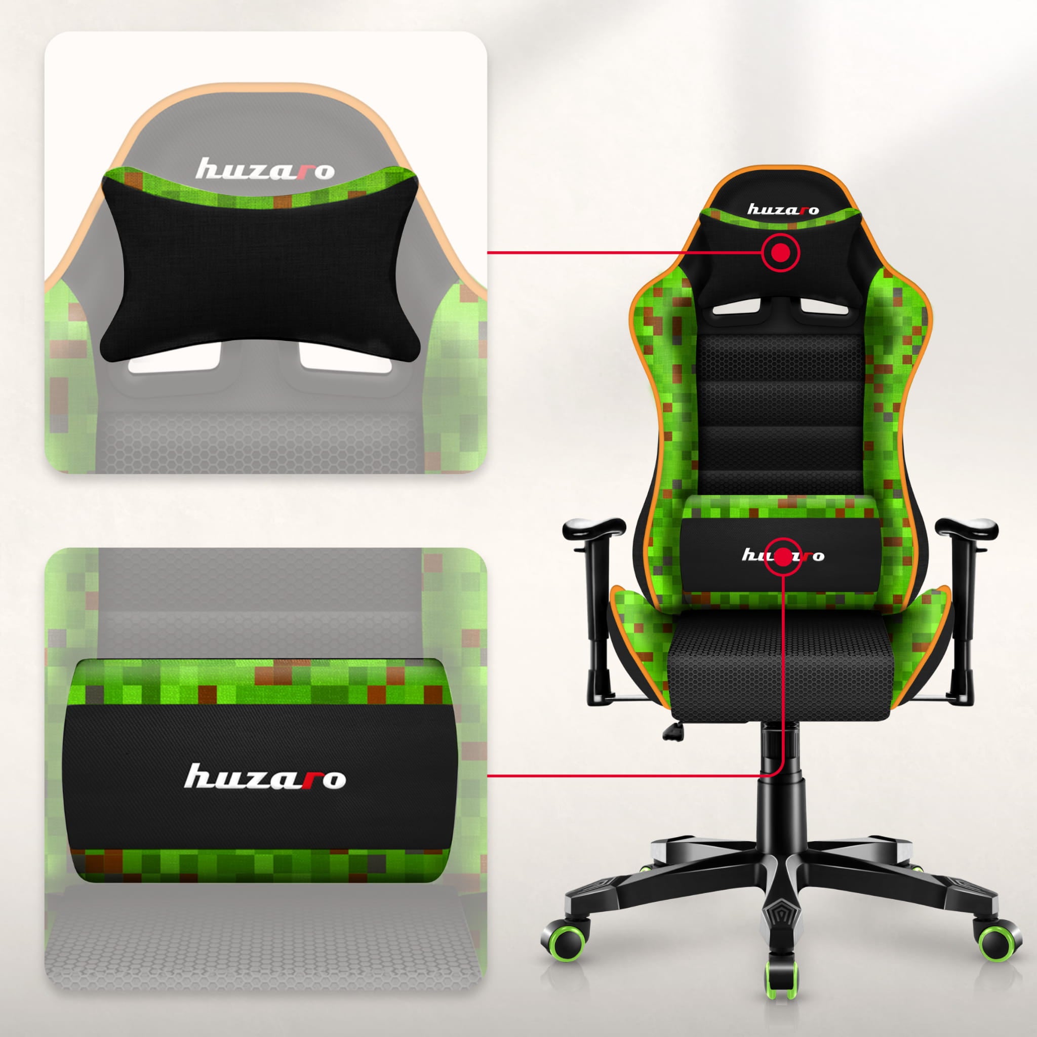 Poltrona da gaming per bambini HUZARO RANGER 6.0 Pixel Mesh