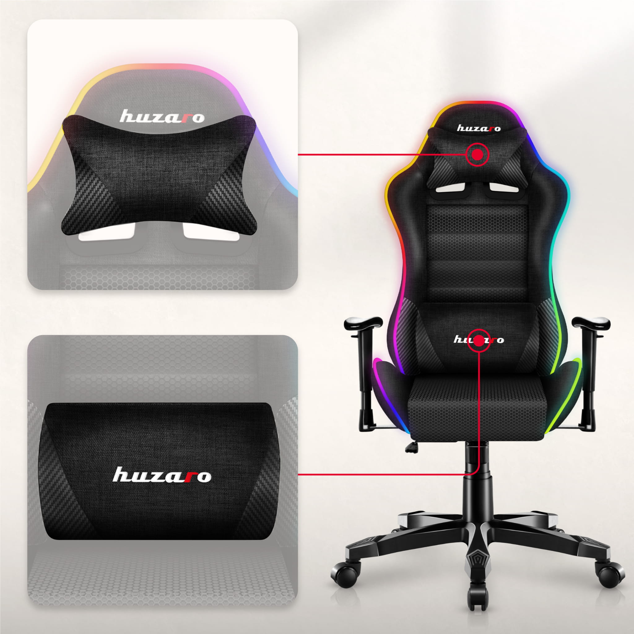 Poltrona da gaming per bambini HUZARO RANGER 6.0 RGB Mesh