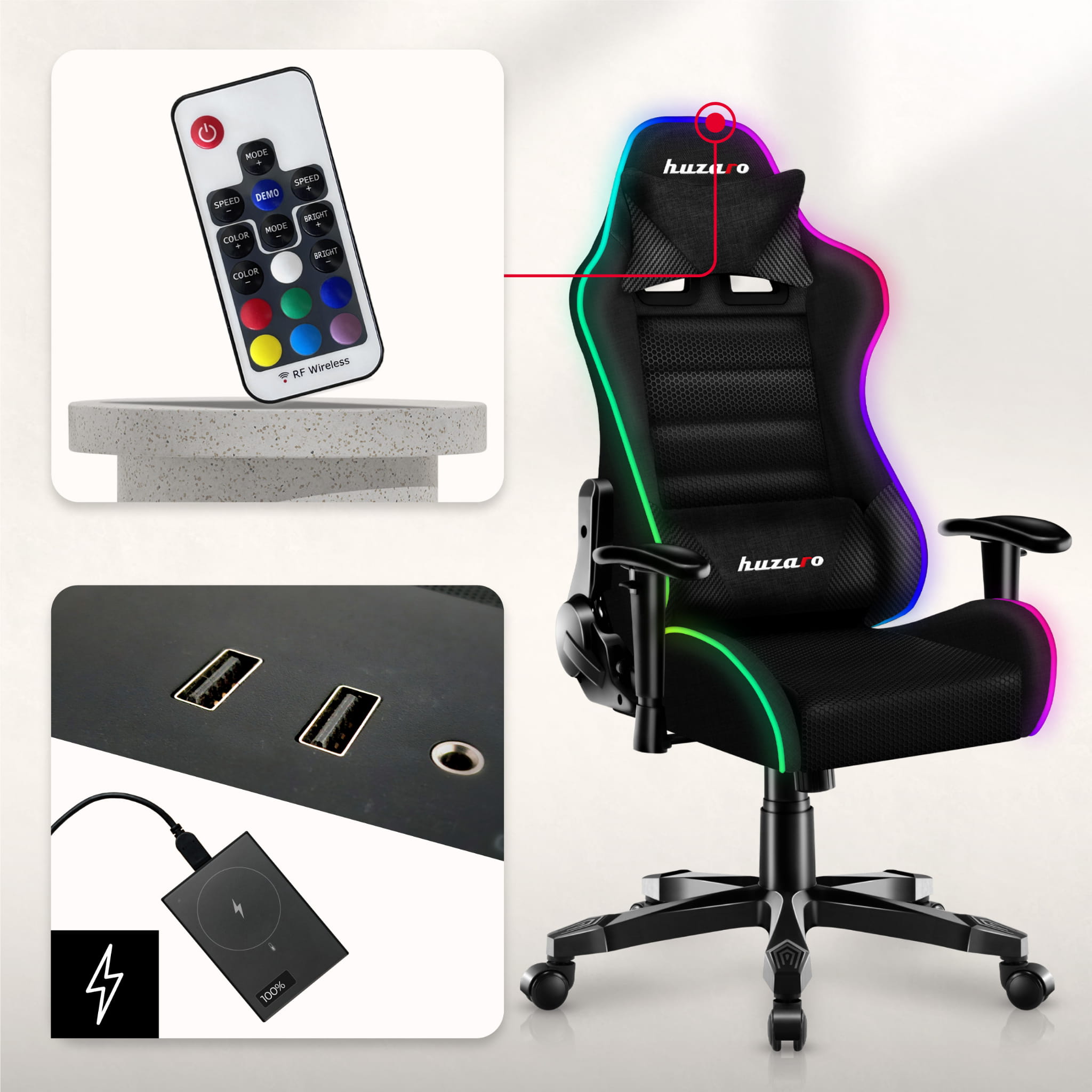Poltrona da gaming per bambini HUZARO RANGER 6.0 RGB Mesh